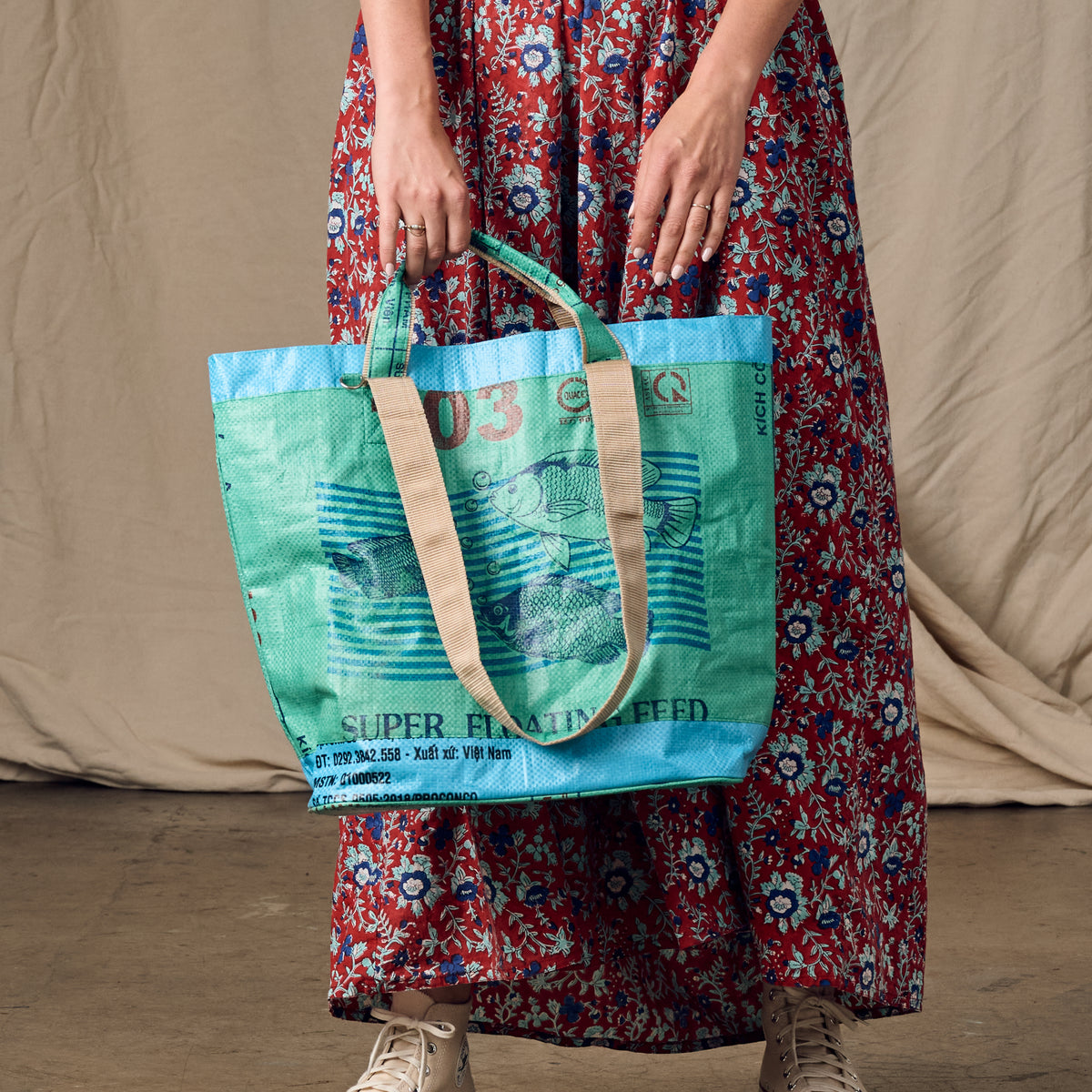 Trei Recycled Feed Bag Lined Tote - Ten Thousand Villages