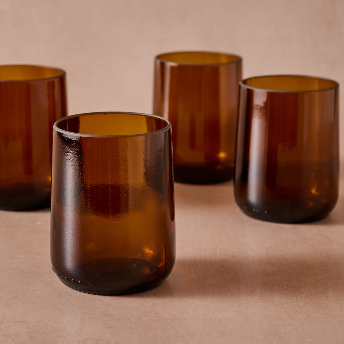 Gronn Upcycled Tumbler Set of Four - 8 Oz Amber - Ten Thousand Villages