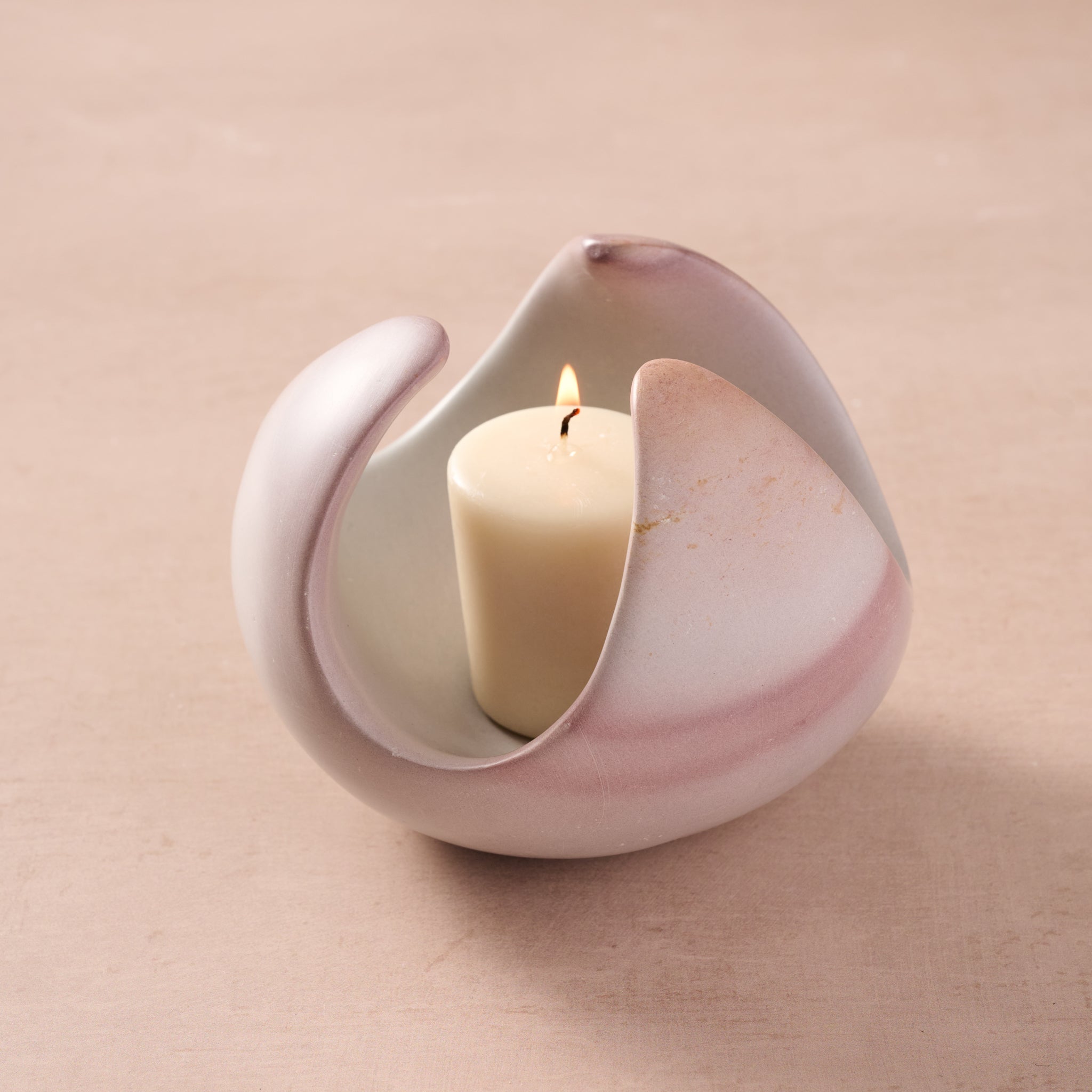 Maua Lotus Soapstone Tealight Holder - Ten Thousand Villages