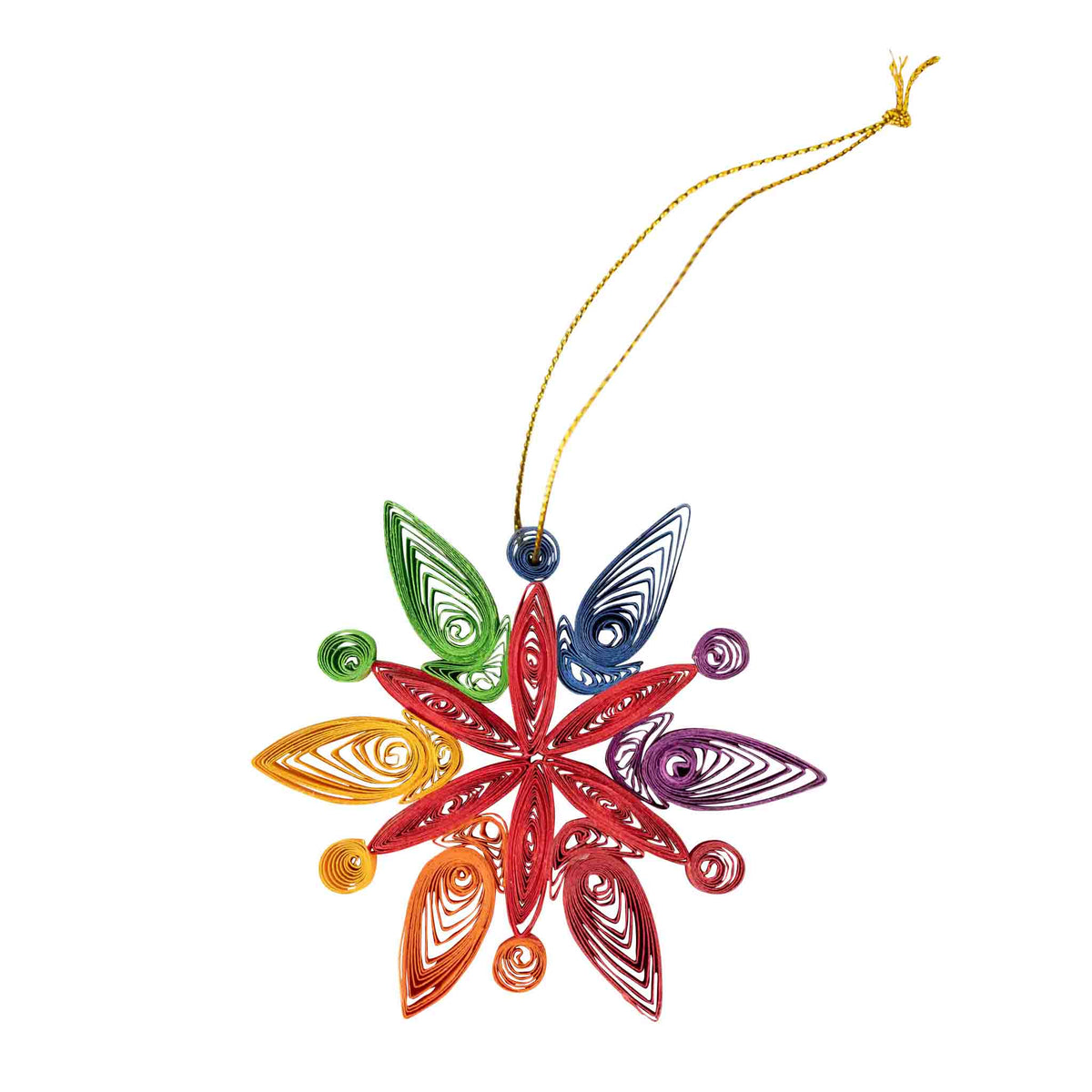 Rainbow Snowflake Quilled Ornament - Ten Thousand Villages