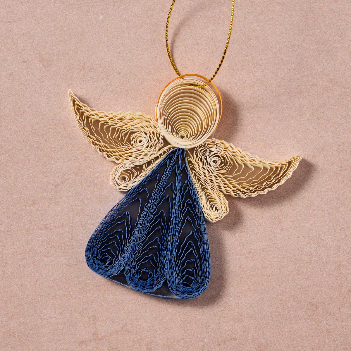 Diu Quilled Angel Ornament - Blue - Ten Thousand Villages