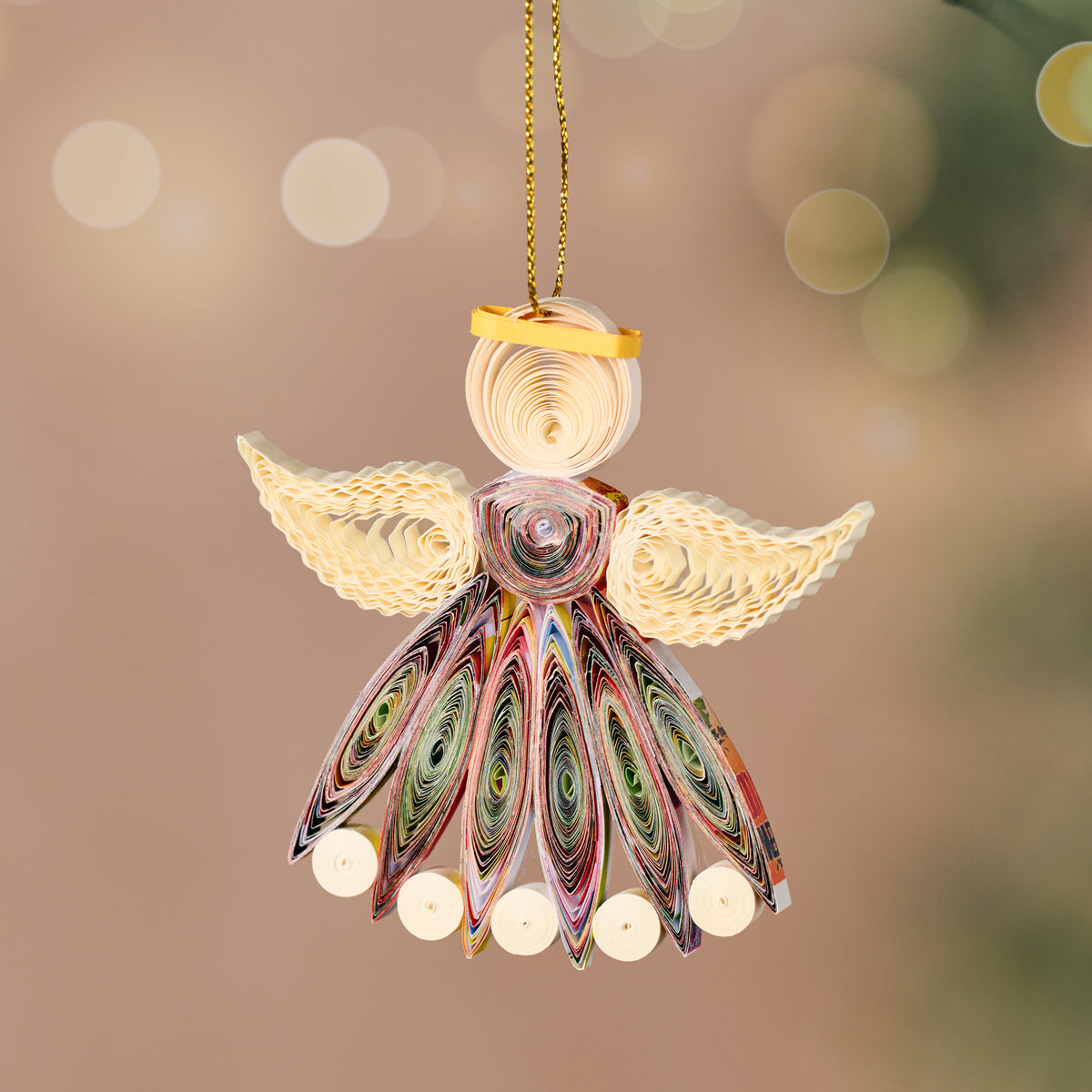 Diu Quilled Angel Ornament - Multi - Ten Thousand Villages