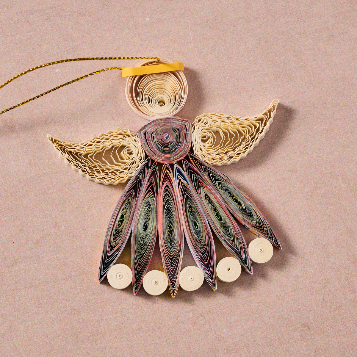 Diu Quilled Angel Ornament - Multi - Ten Thousand Villages