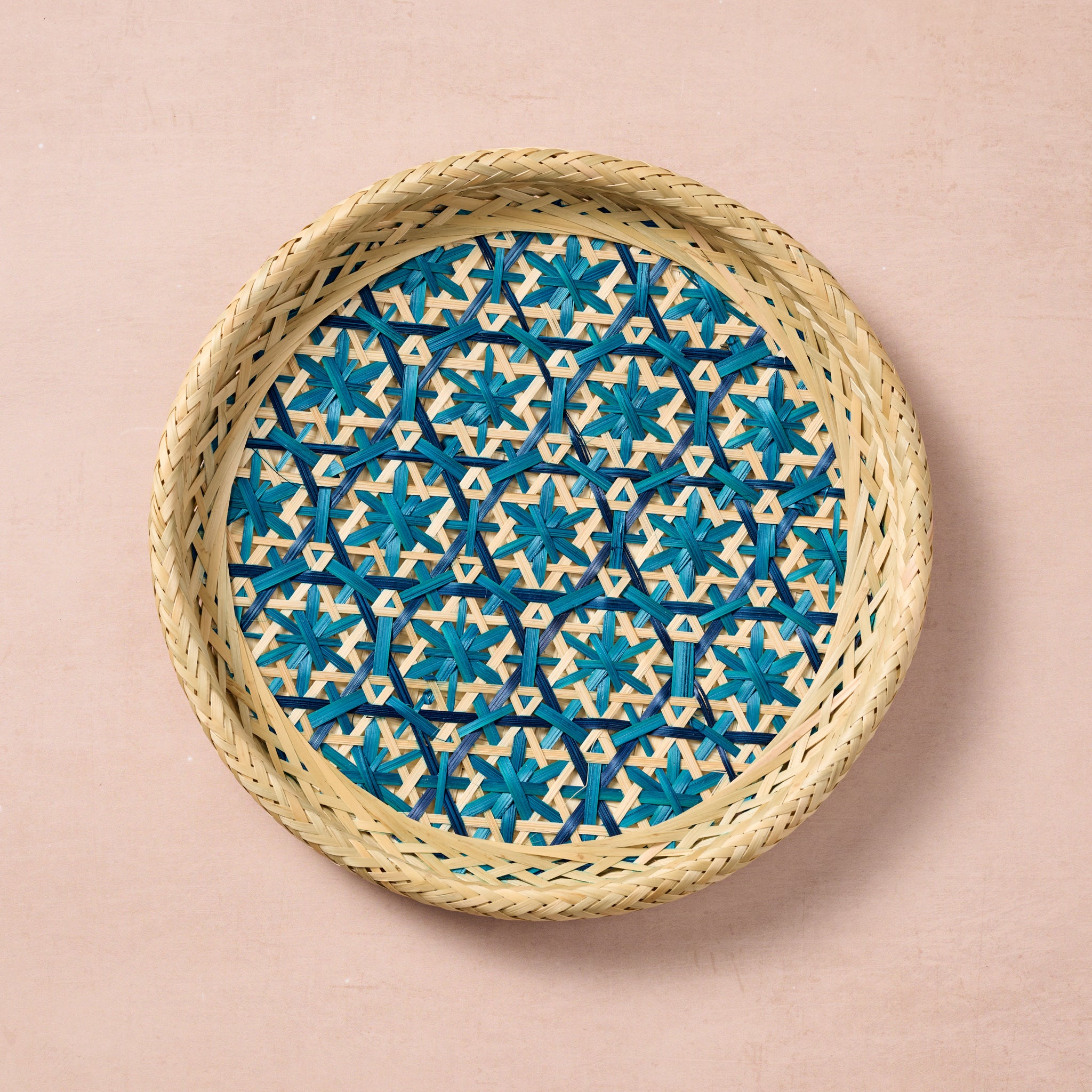 Phu An Bamboo Basket with Blue - 10.5 - Ten Thousand Villages