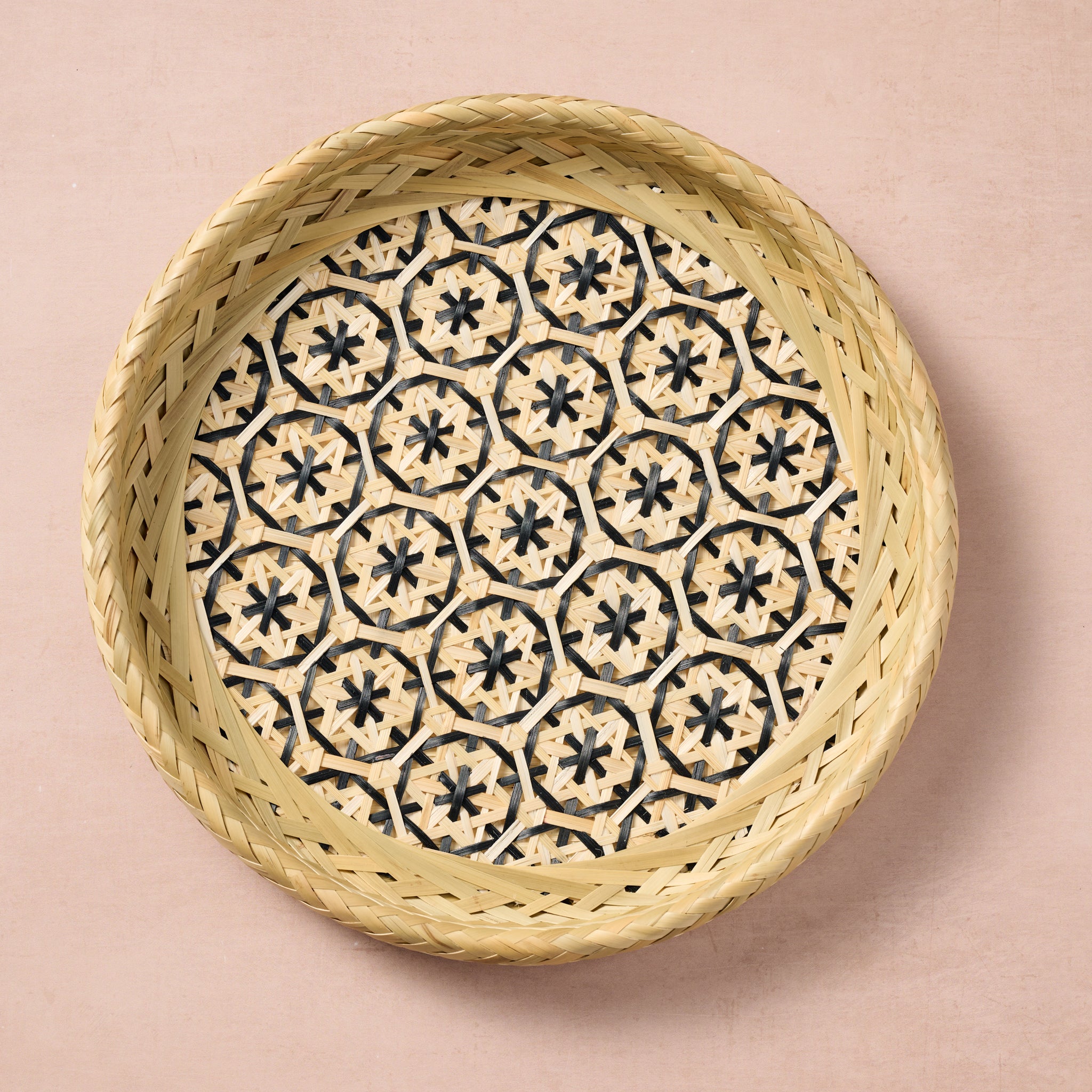 Phu An Bamboo Basket with Black -13.5 - Ten Thousand Villages