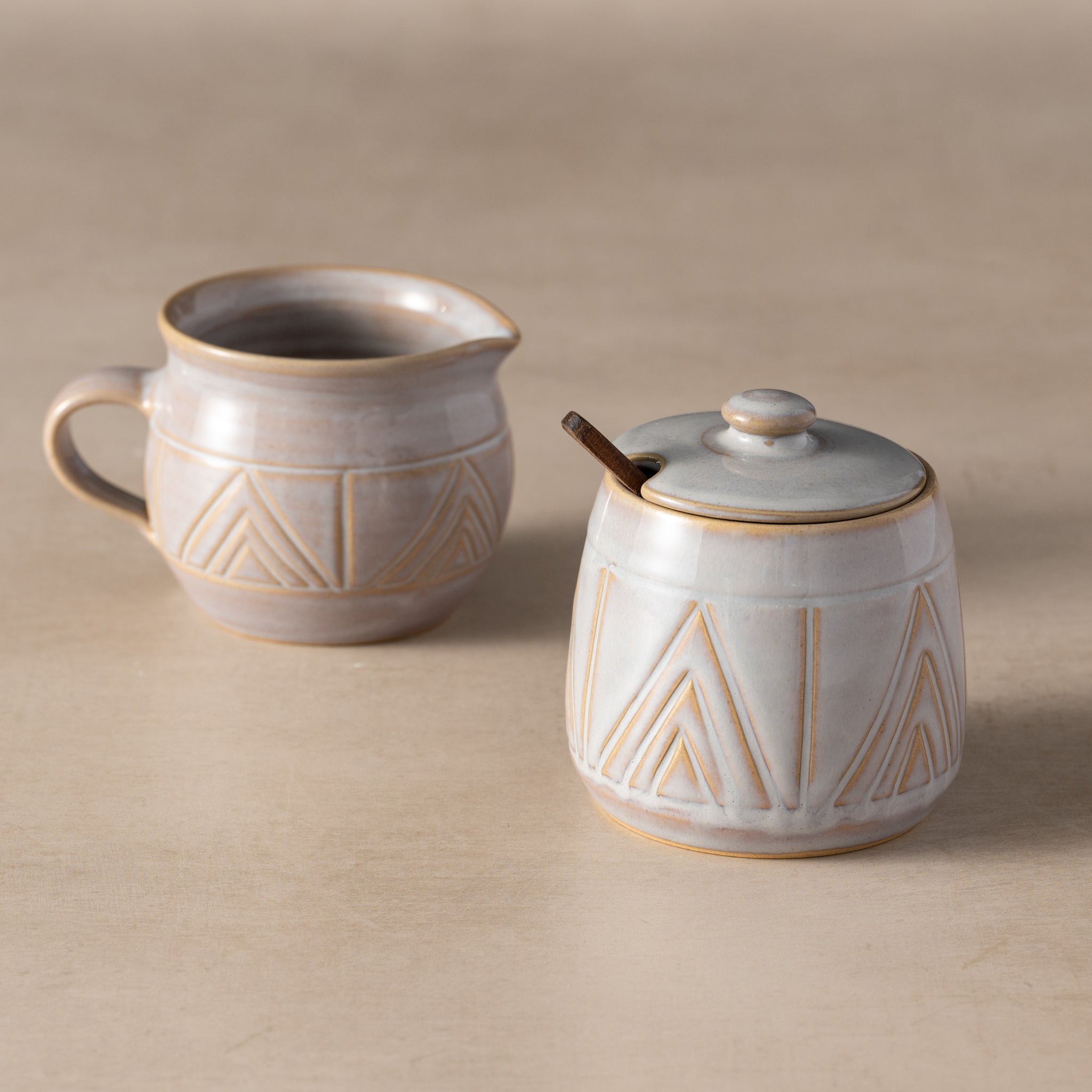 Mountain Peaks Ceramic Cream and Sugar Set - Ten Thousand Villages