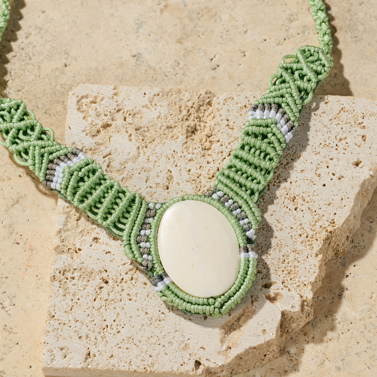 Chhaya Macrame and Bone Necklace - Ten Thousand Villages
