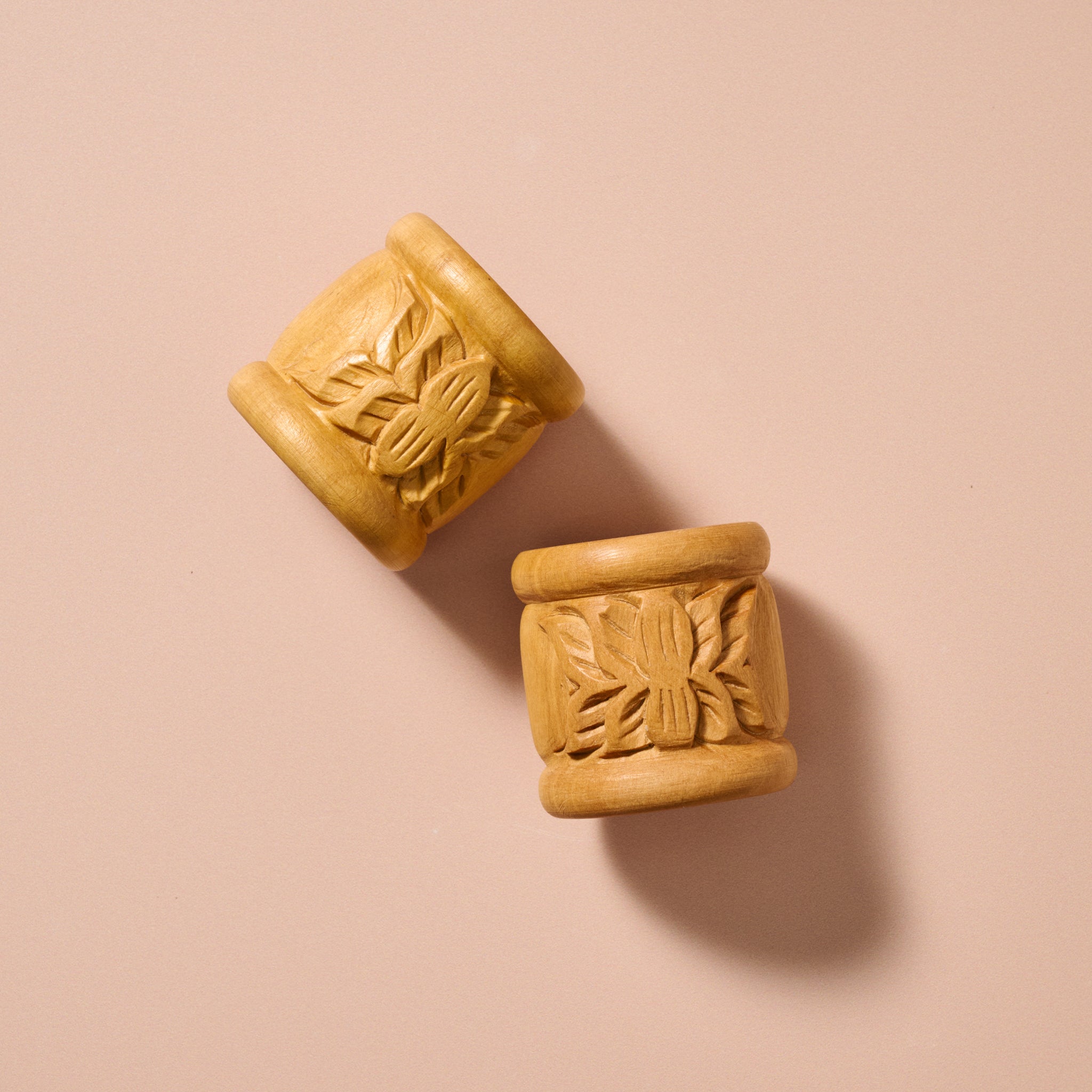 Lotus Blossom Carved Wood Napkin Rings - Ten Thousand Villages
