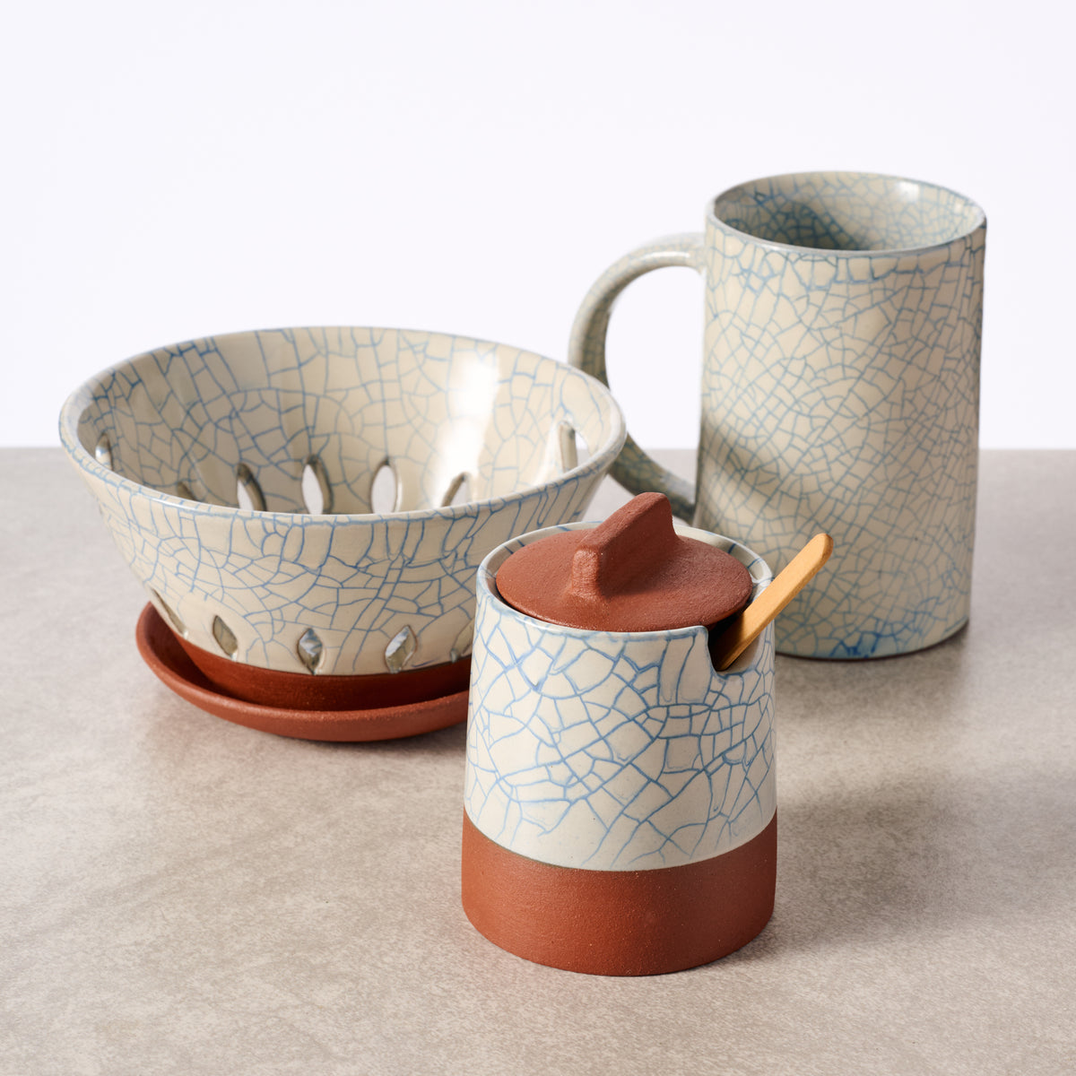Ciya Blue Crackle Honey Pot - Ten Thousand Villages