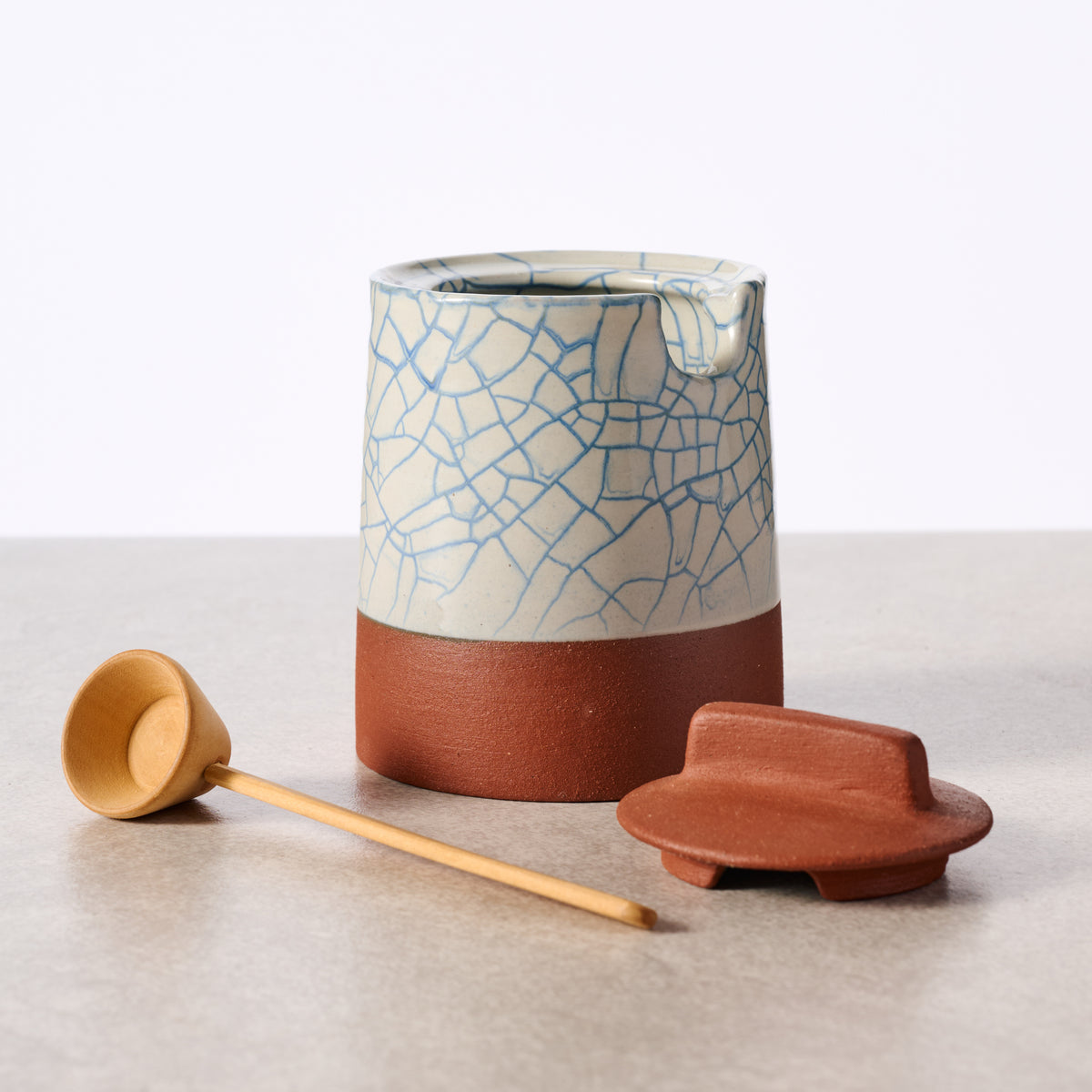 Ciya Blue Crackle Honey Pot - Ten Thousand Villages