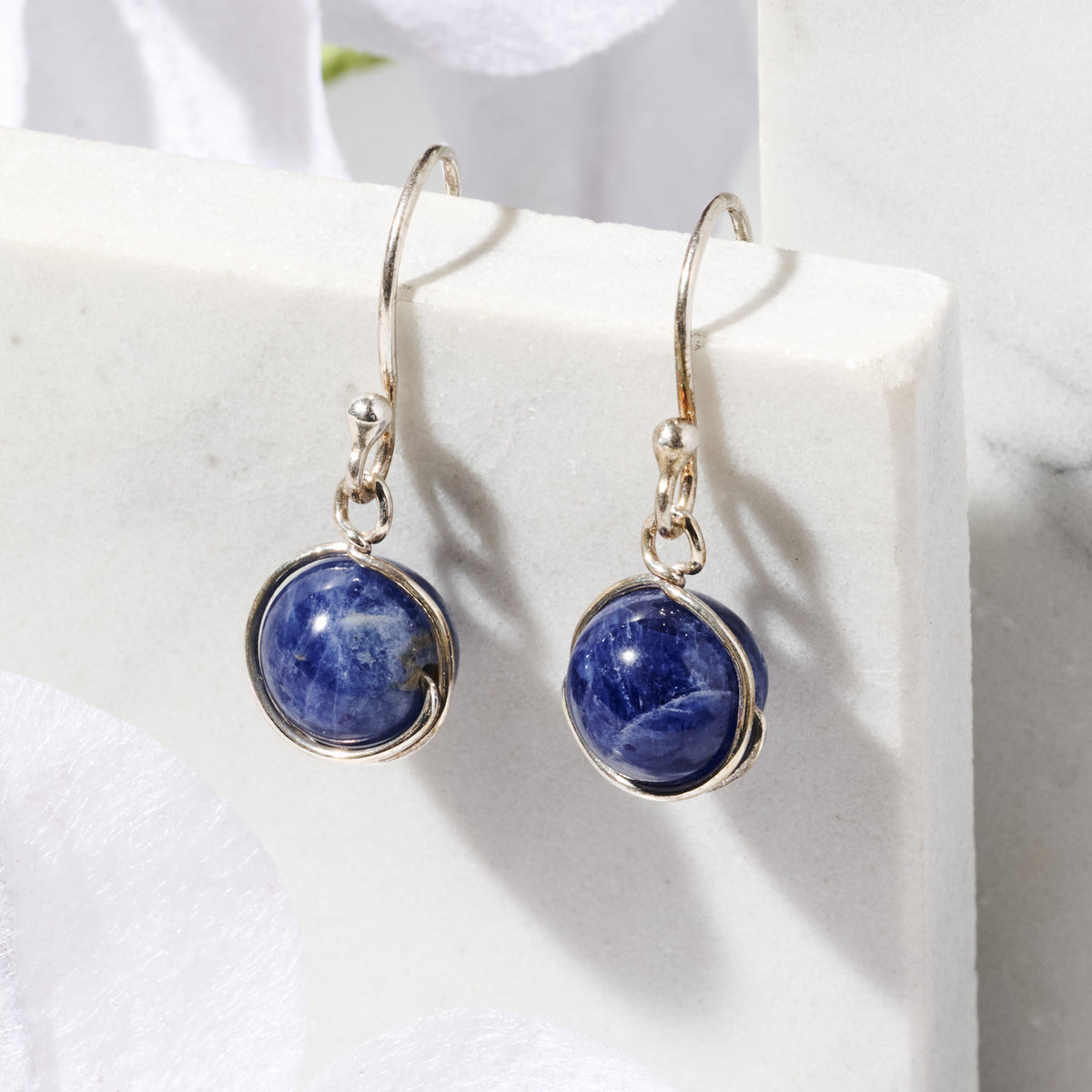 Khasi Kay Sterling Silver Sodalite Earrings - Ten Thousand Villages