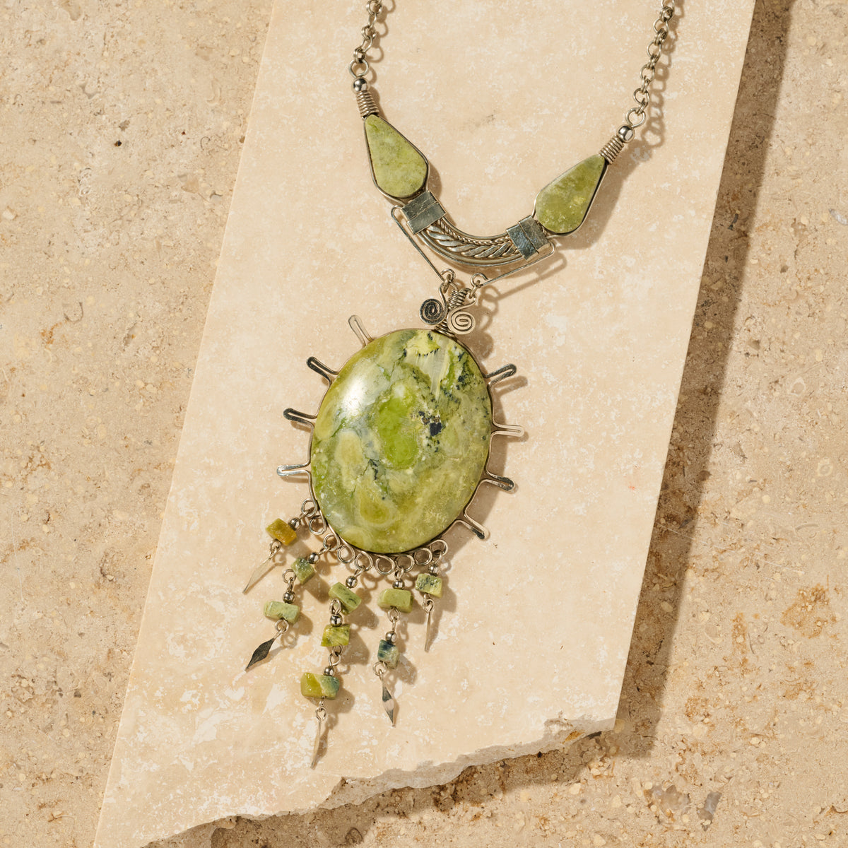 Waca Serpentine Stone Necklace - Ten Thousand Villages