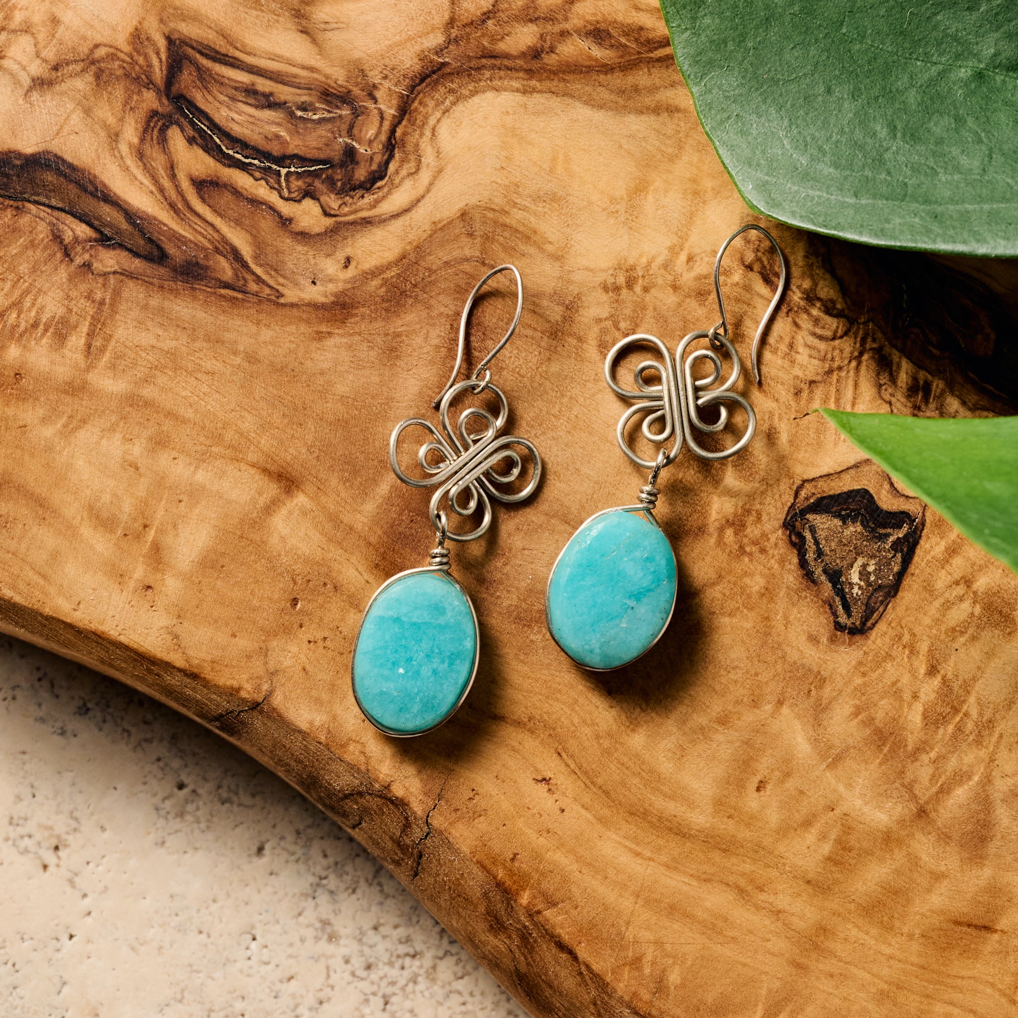 Trebol Amazonite Dangle Earrings - Ten Thousand Villages