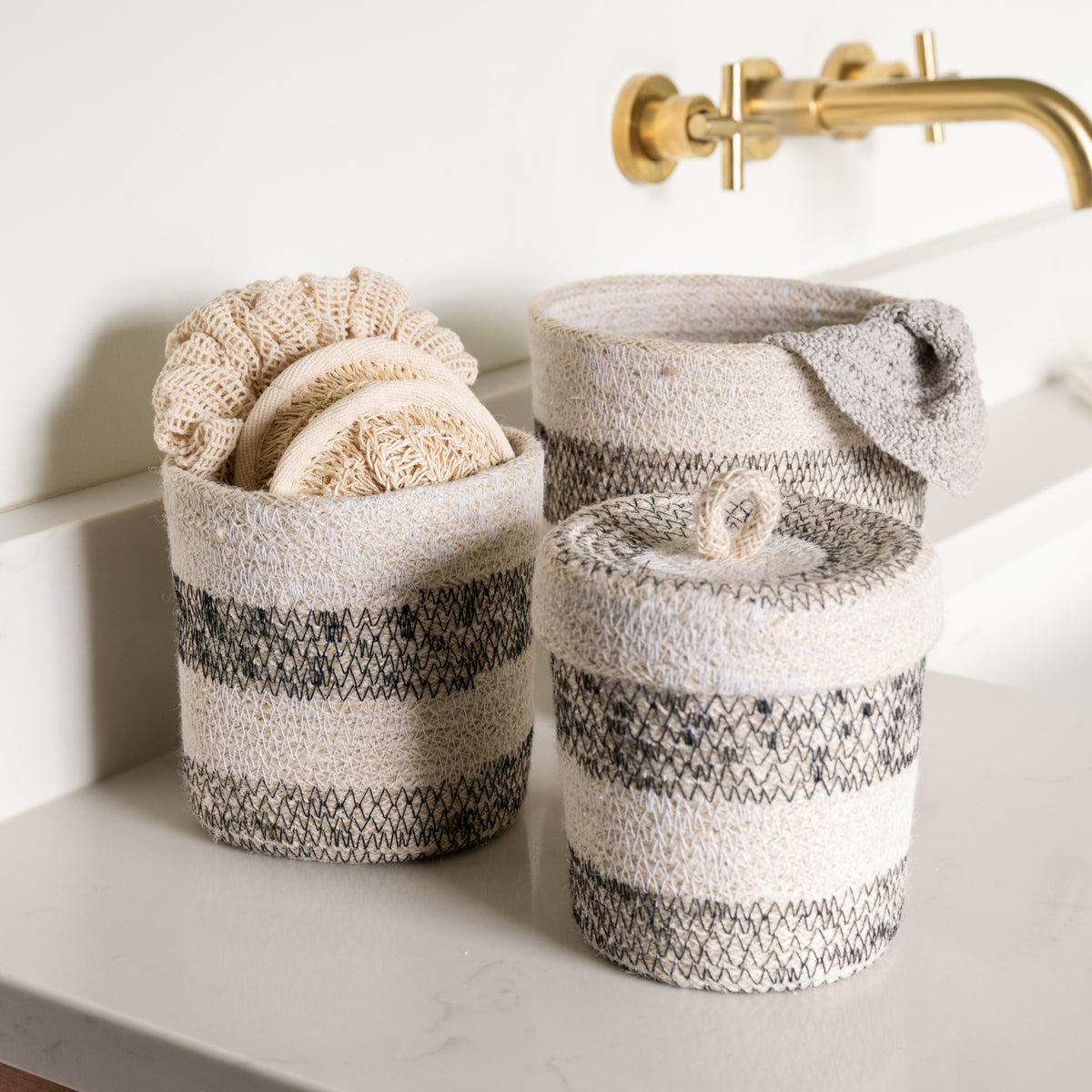Dorakata Stitched Jute Basket with Lid - Ten Thousand Villages