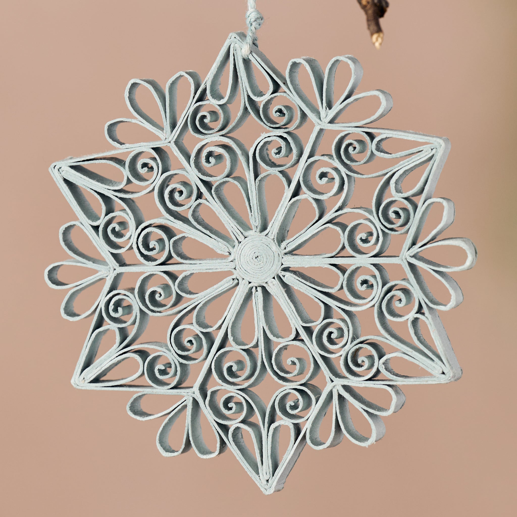 Kula Quilled Snowflake Ornament - Silver - Ten Thousand Villages