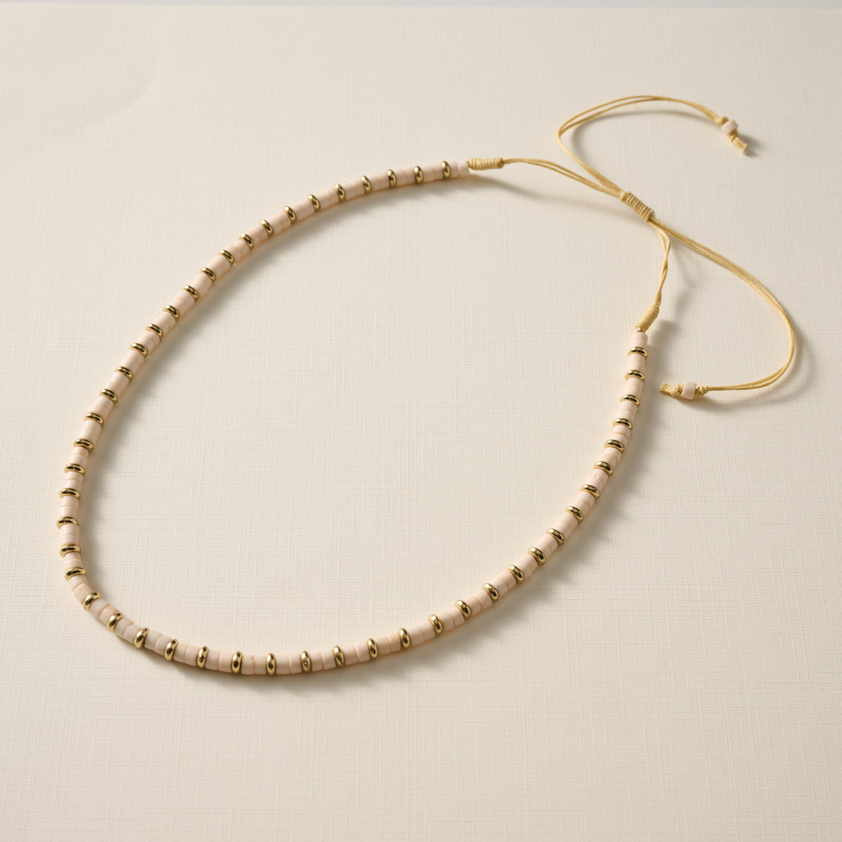Kira Bead Necklace - Tan+Gold - Ten Thousand Villages
