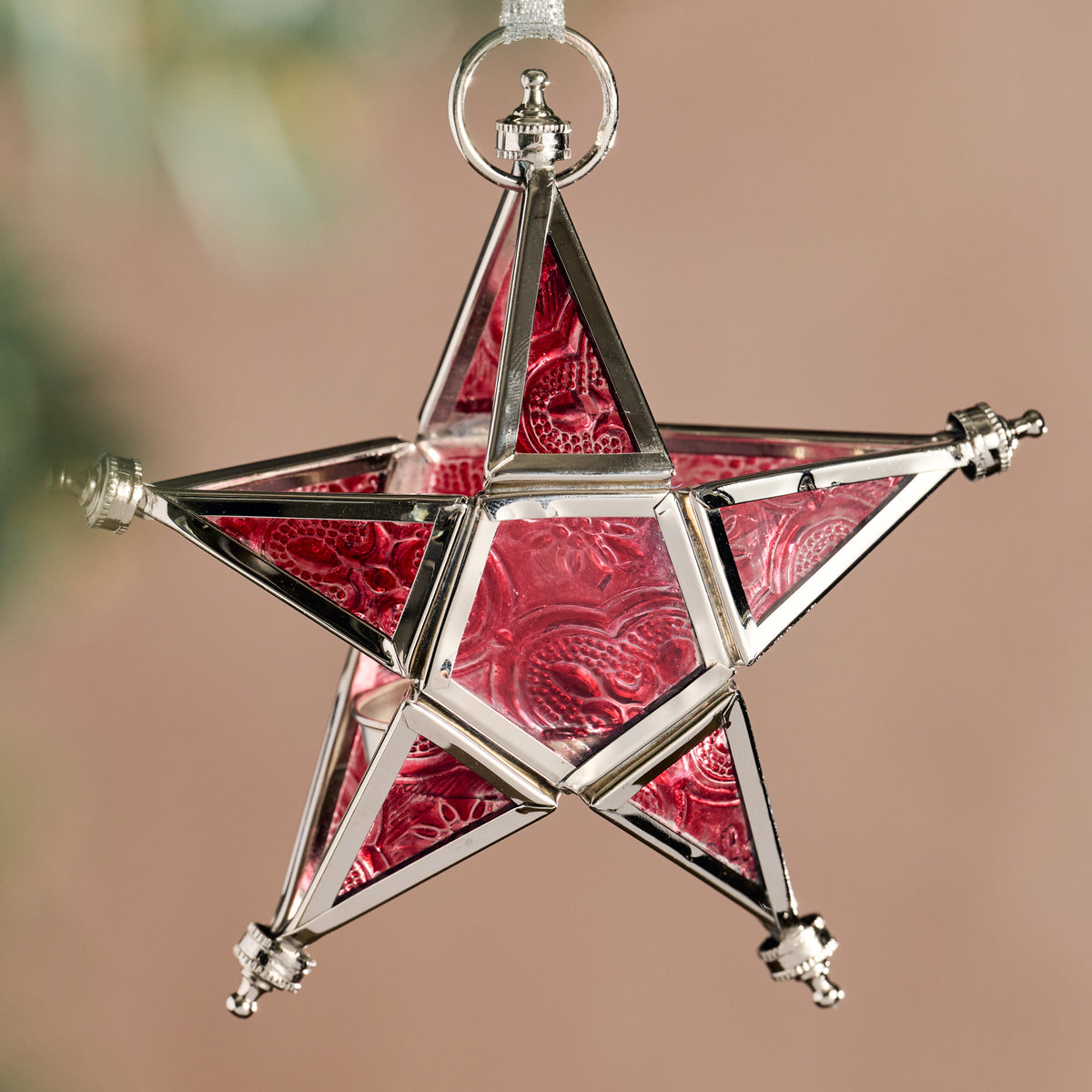 Starlight Candleholder Ornament - Red - Ten Thousand Villages