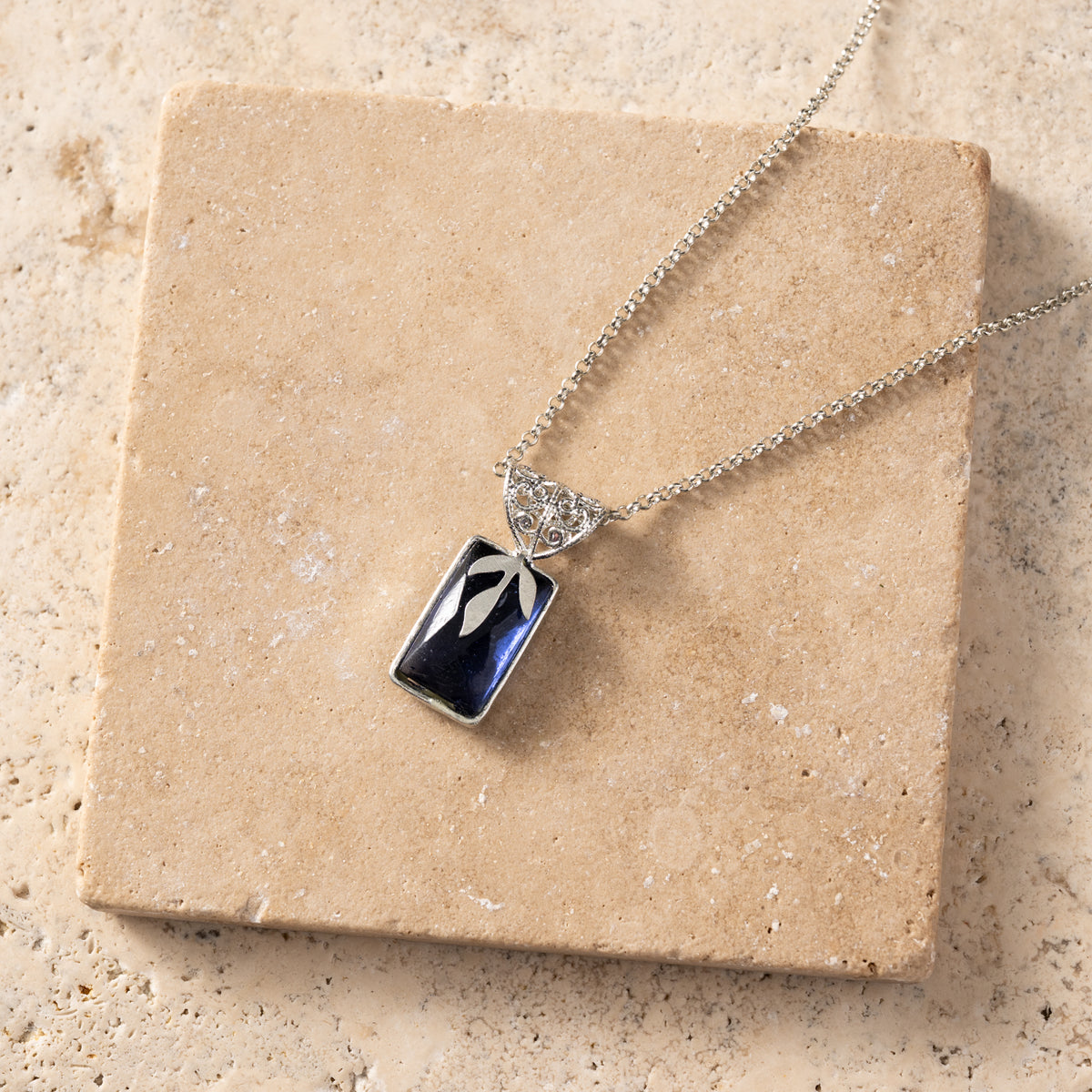 Chandra Glass Stone & Leaf Necklace - Ten Thousand Villages