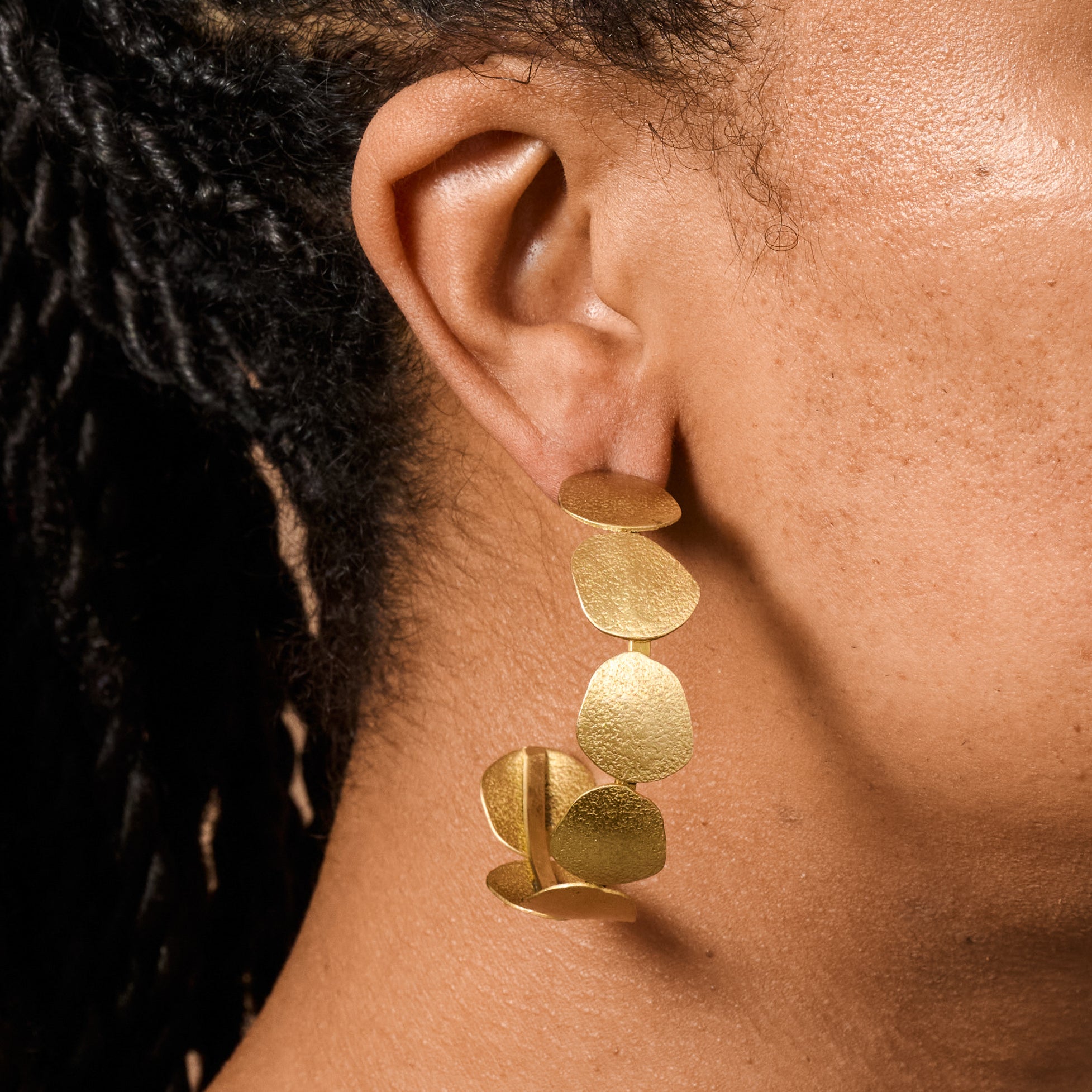 Yavi Hammered Brass Disc Earrings - Ten Thousand Villages