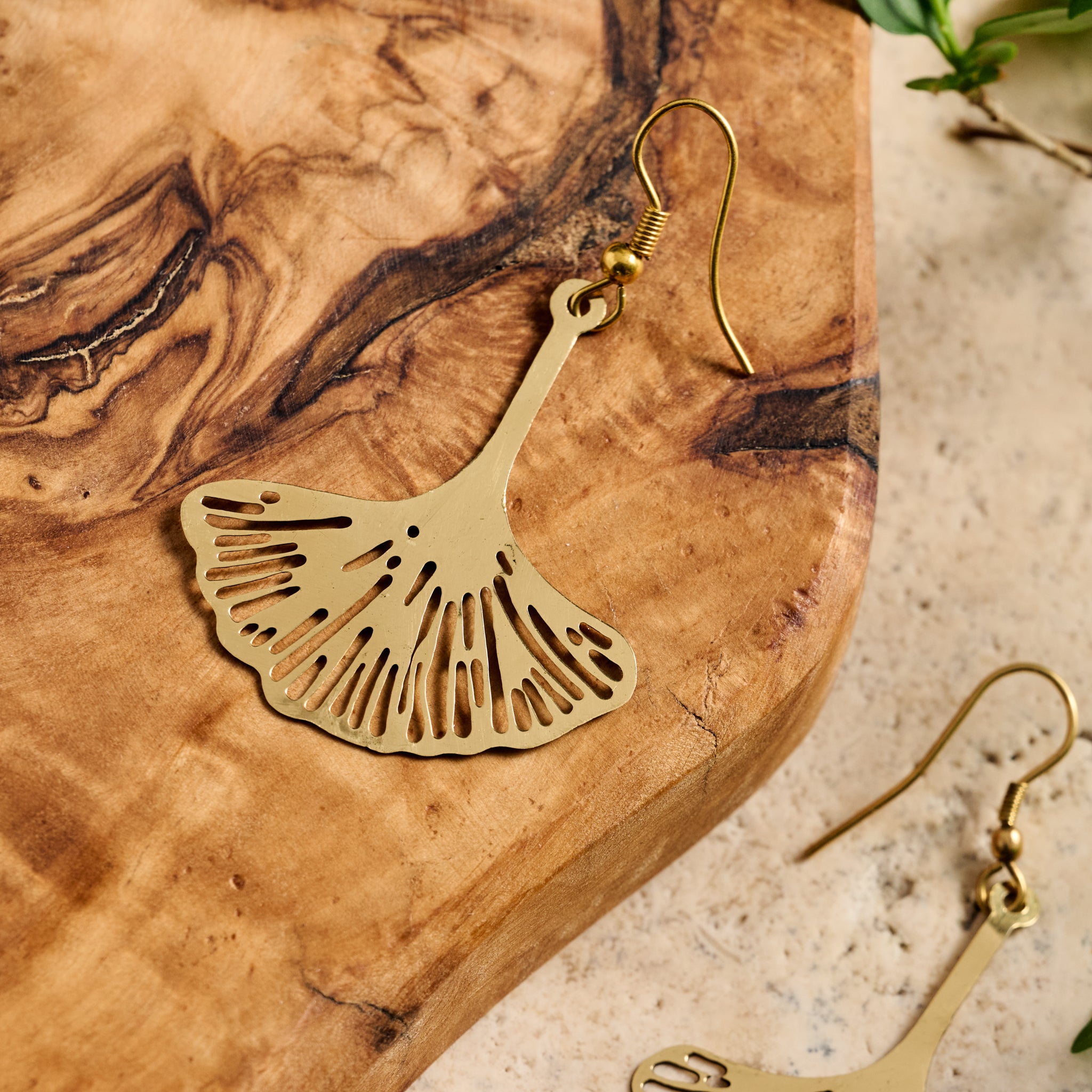 Ginkgo Leaf Dangle Earrings - Ten Thousand Villages