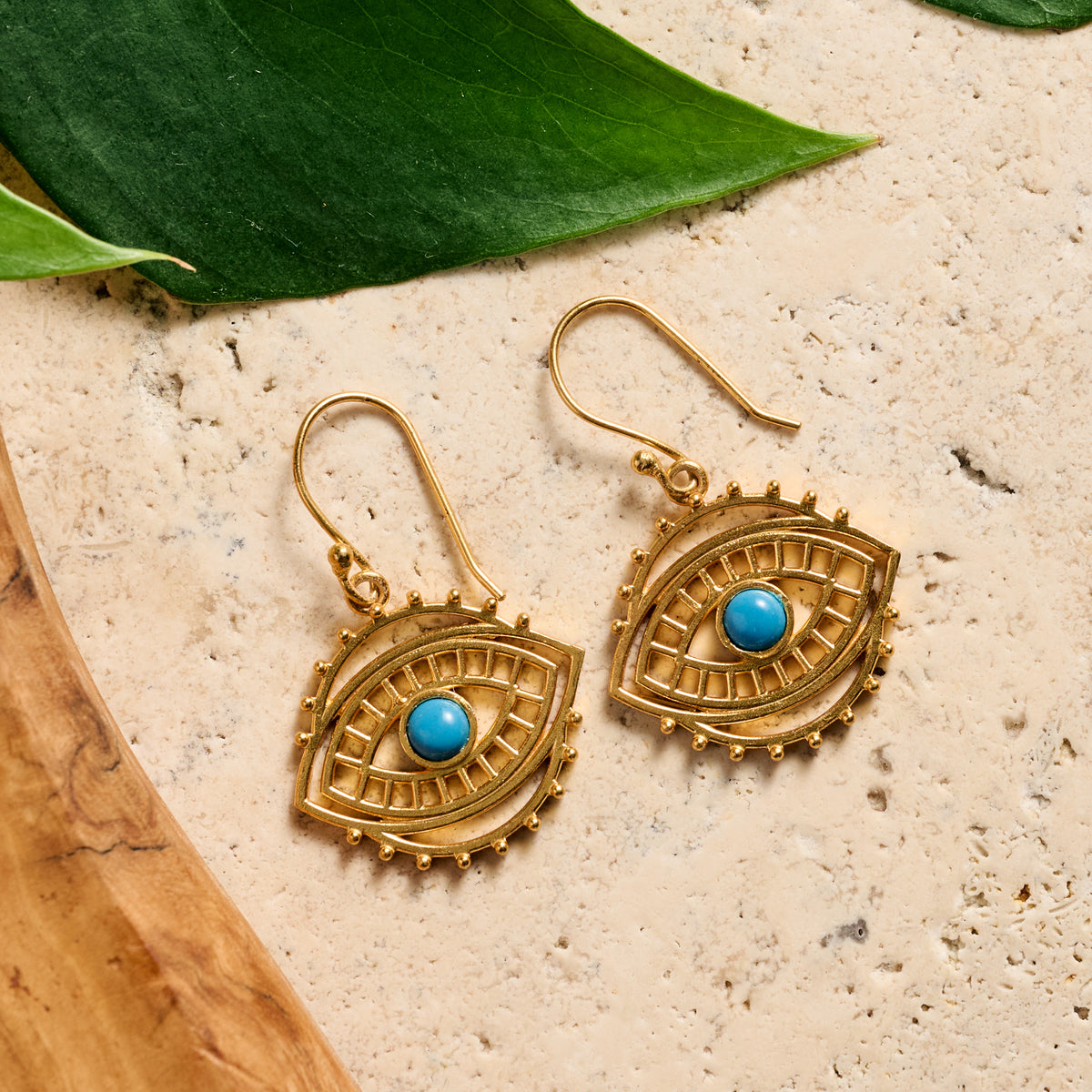 Firoza Evil Eye Dangle Earrings - Ten Thousand Villages