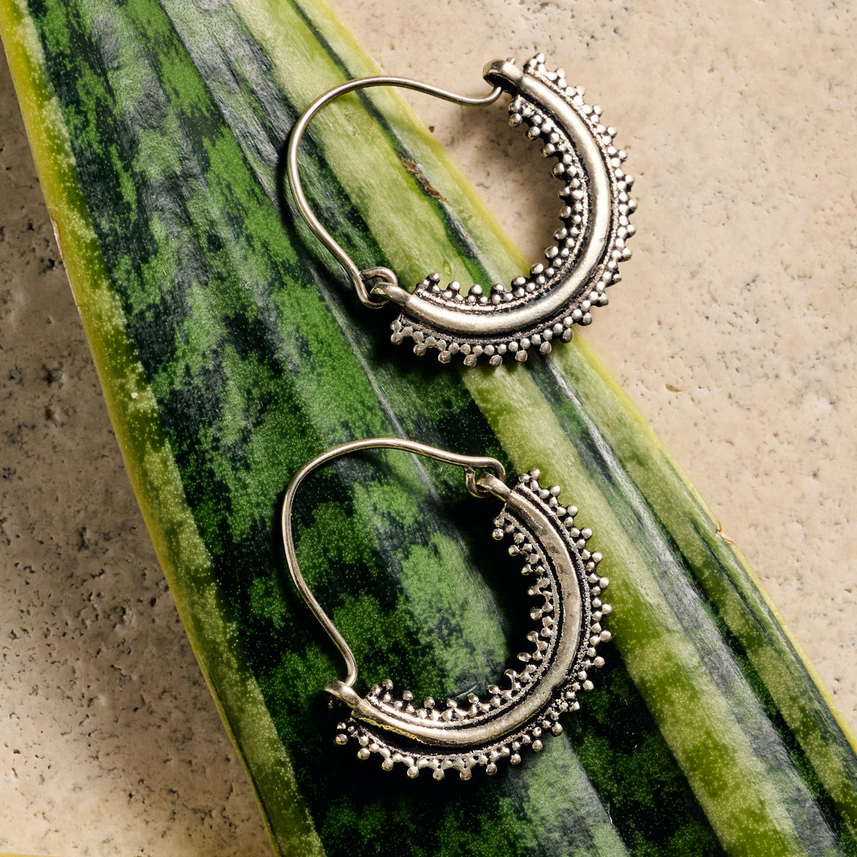 Manake Silvertone Arc Dangle Earrings - Ten Thousand Villages