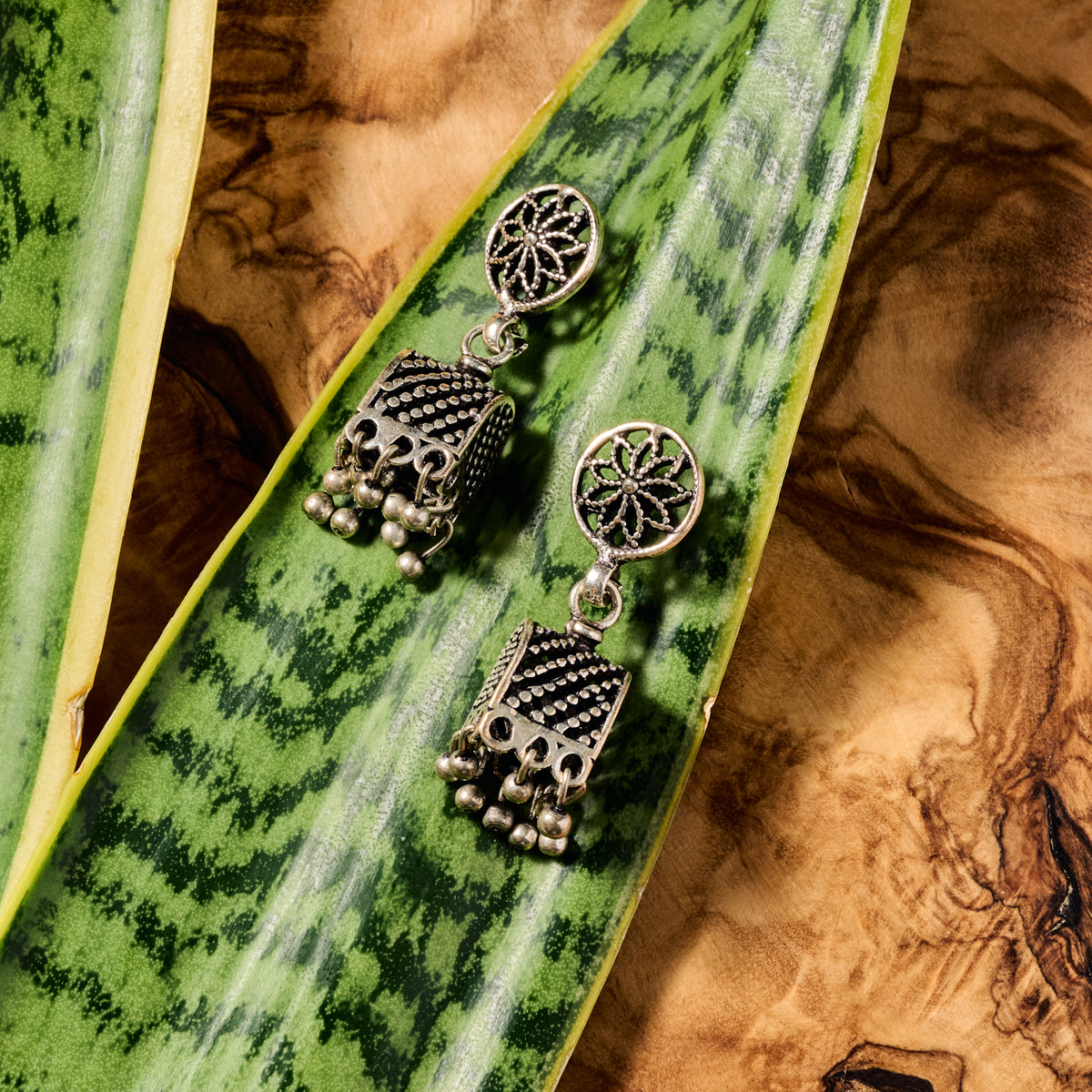 Dohara Silvertone Jhumka Drop Earrings - Ten Thousand Villages