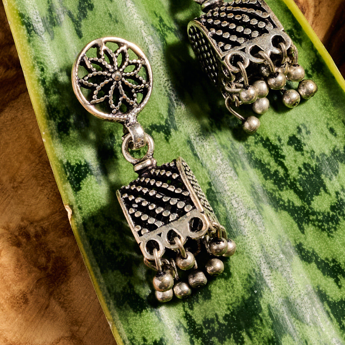 Dohara Silvertone Jhumka Drop Earrings - Ten Thousand Villages