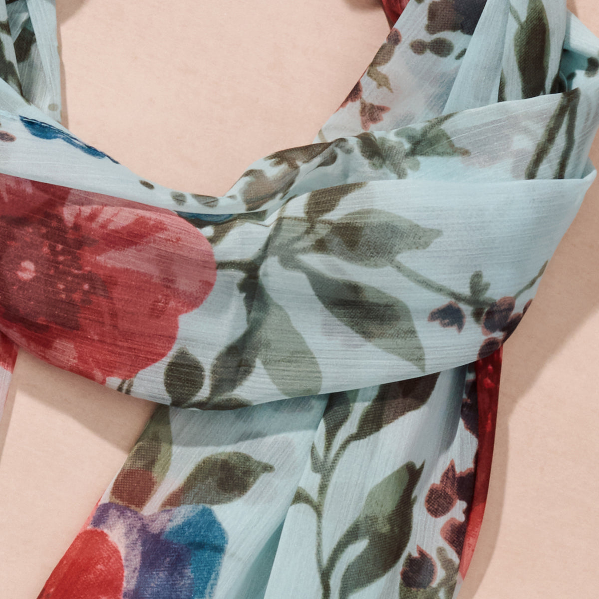 Komal Floral and Leaf Chiffon Scarf - Ten Thousand Villages