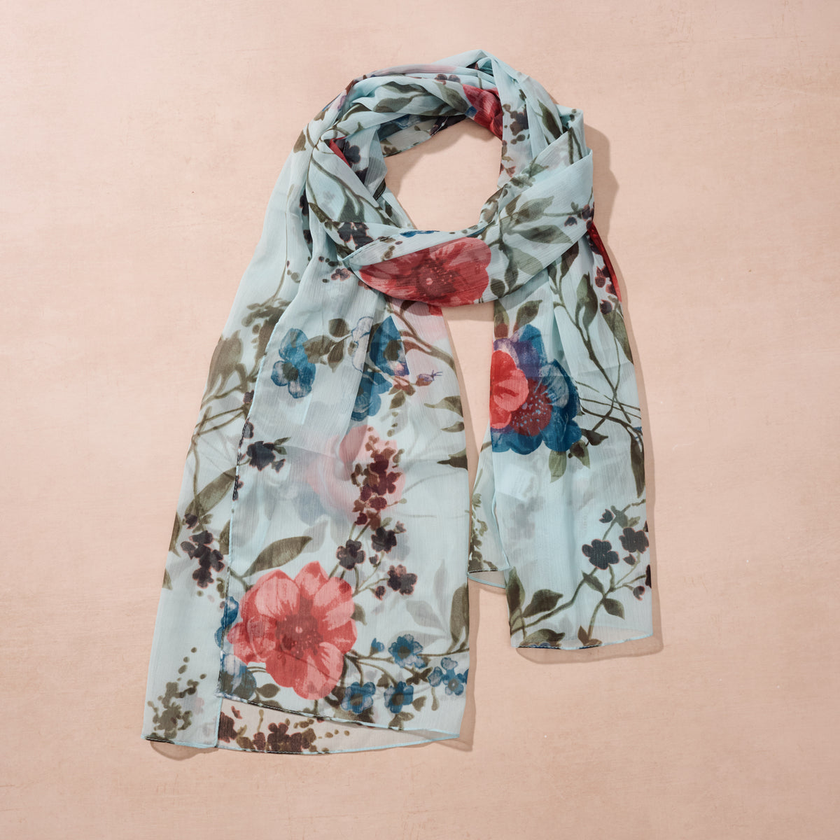 Komal Floral and Leaf Chiffon Scarf - Ten Thousand Villages