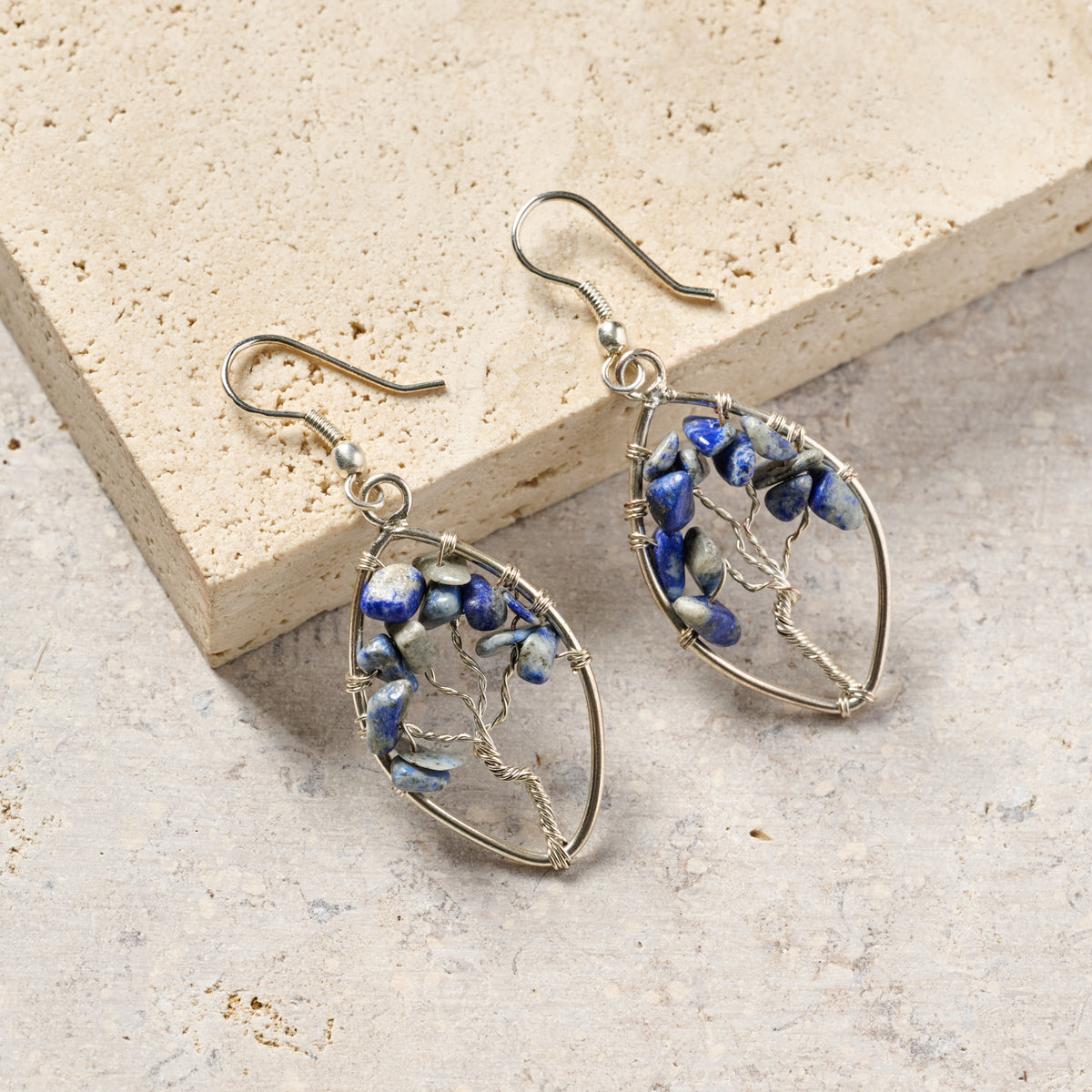 Lapis Tree Drop Earrings - Ten Thousand Villages