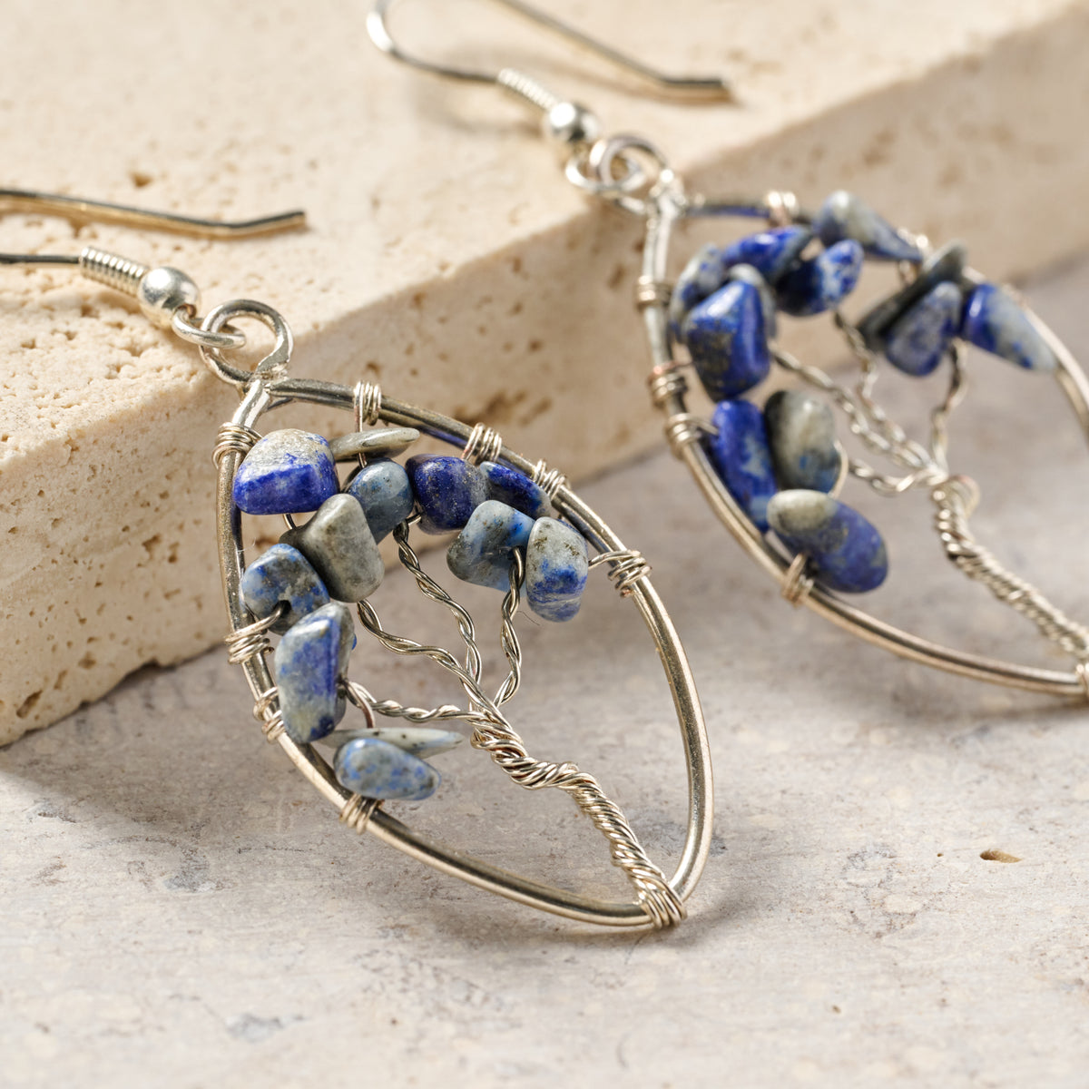 Lapis Tree Drop Earrings - Ten Thousand Villages