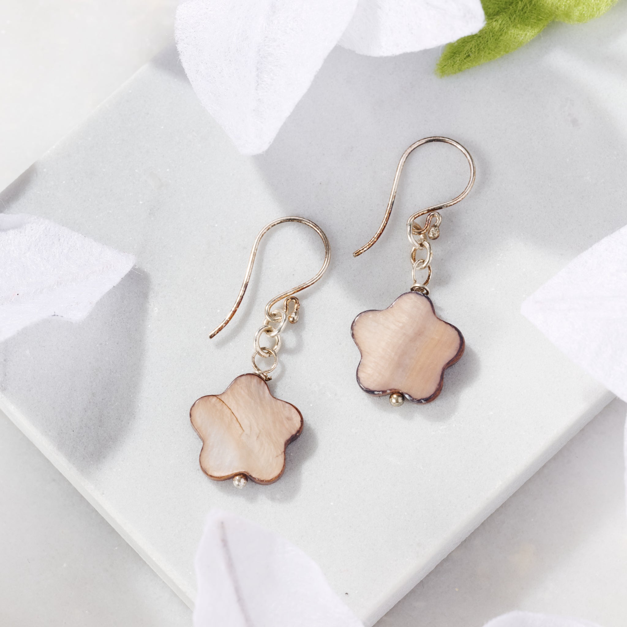 Kudu Mother of Pearl Earrings - Ten Thousand Villages