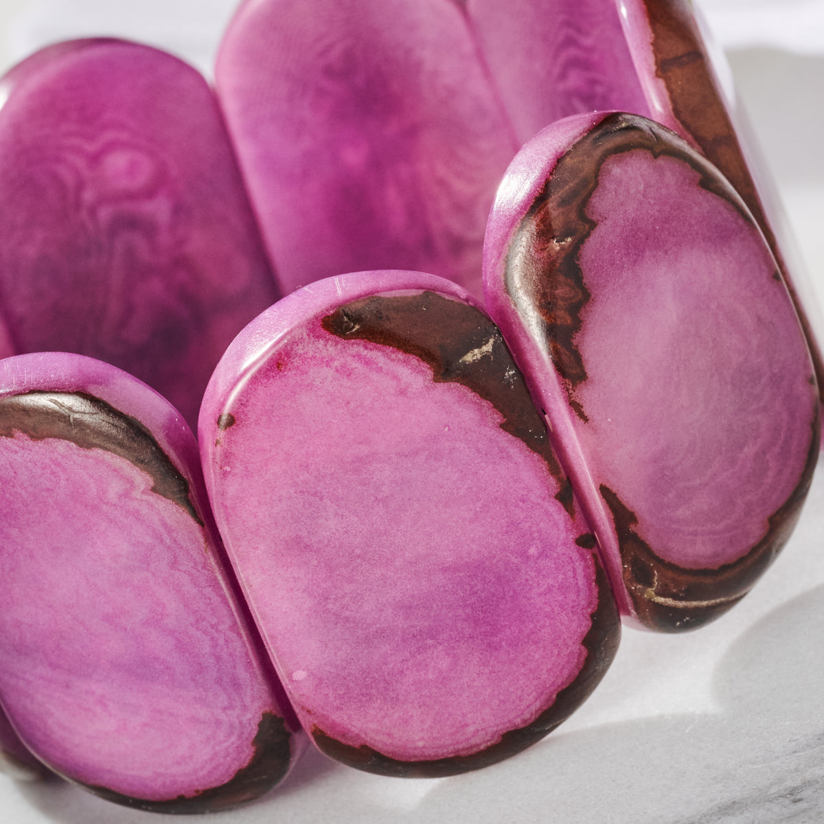 Mauve Tagua Stretch Cuff Bracelet - Ten Thousand Villages