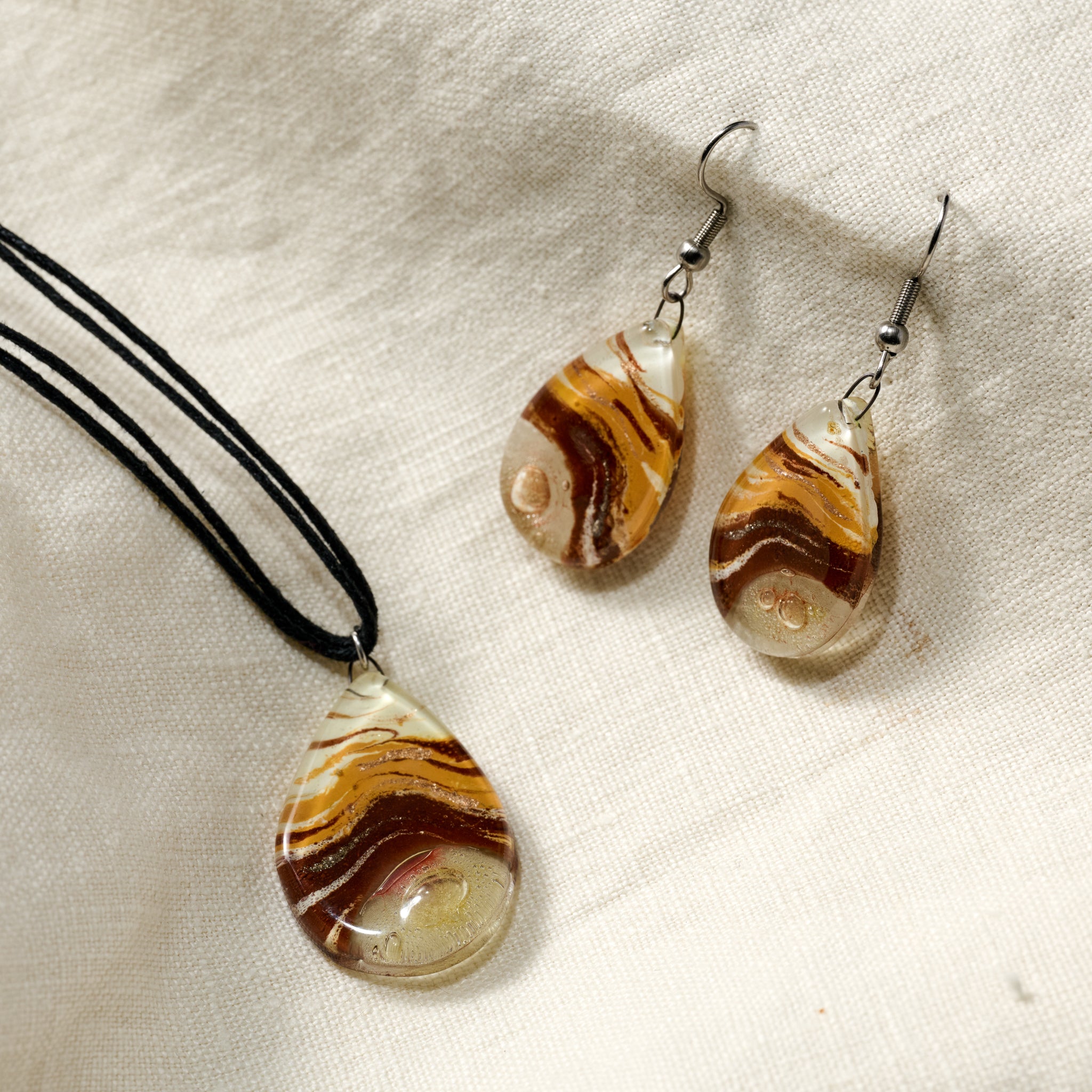 Aylen Fused Glass Teardrop Pendant Necklace - Ten Thousand Villages