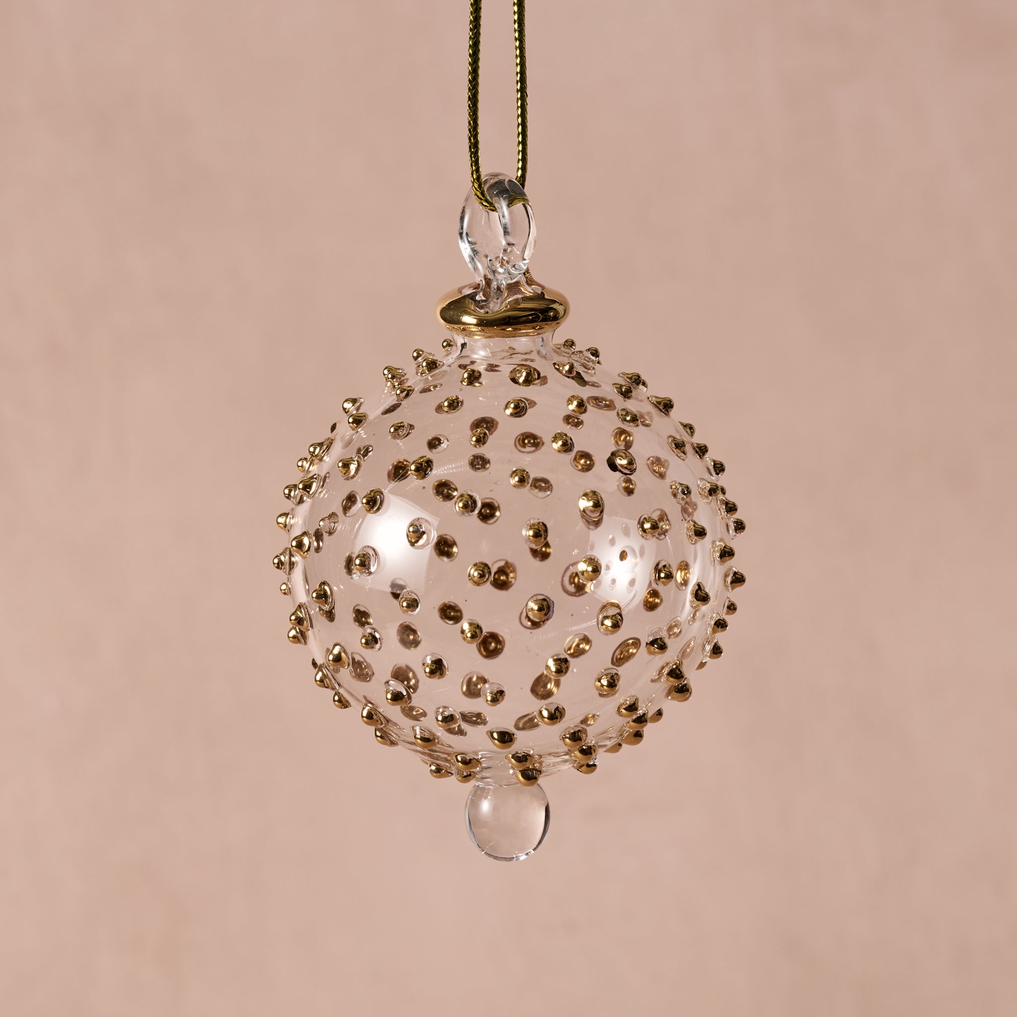 Lill Glass Ball Ornament - Gold Dots - Ten Thousand Villages