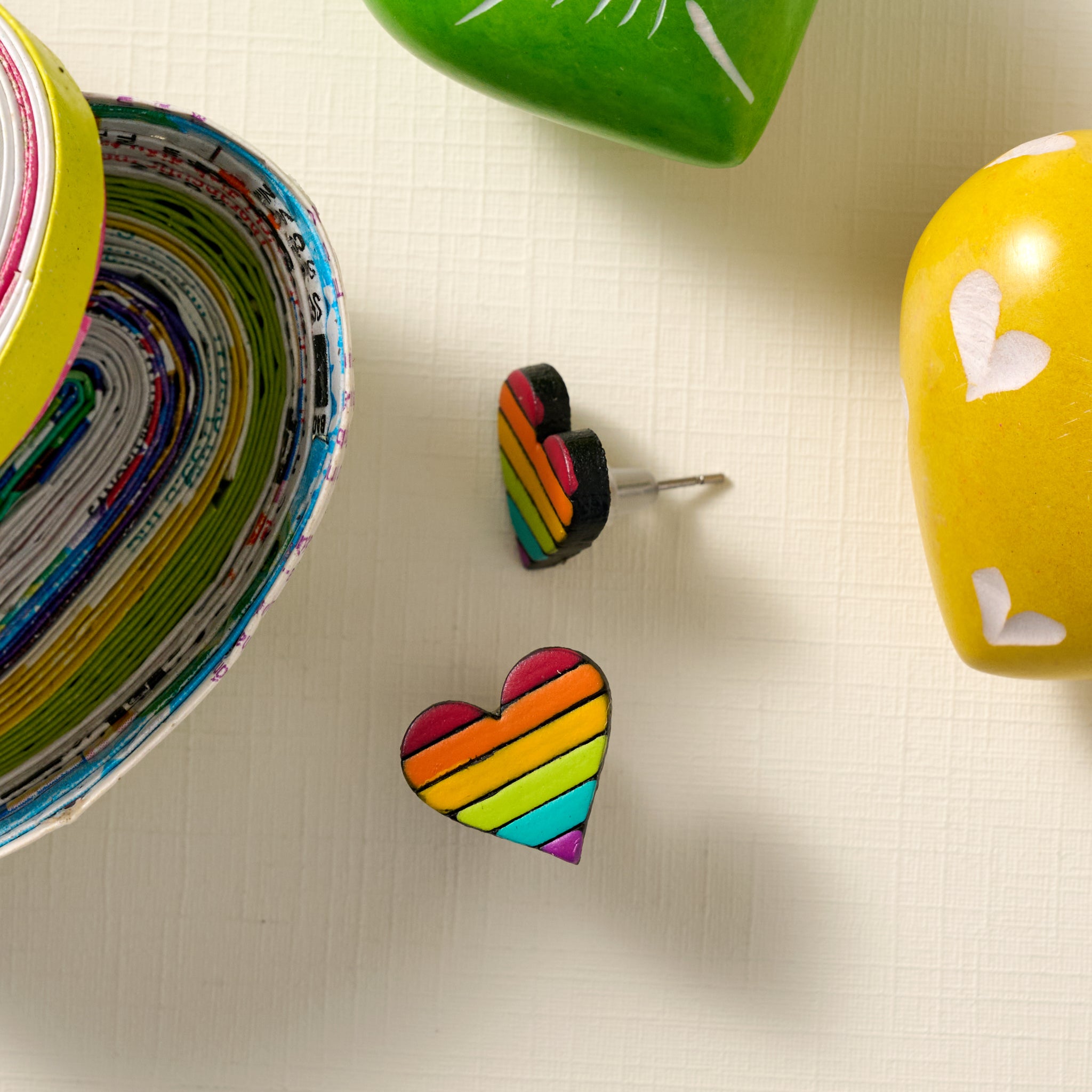 Rainbow Heart Gourd Earrings - Ten Thousand Villages