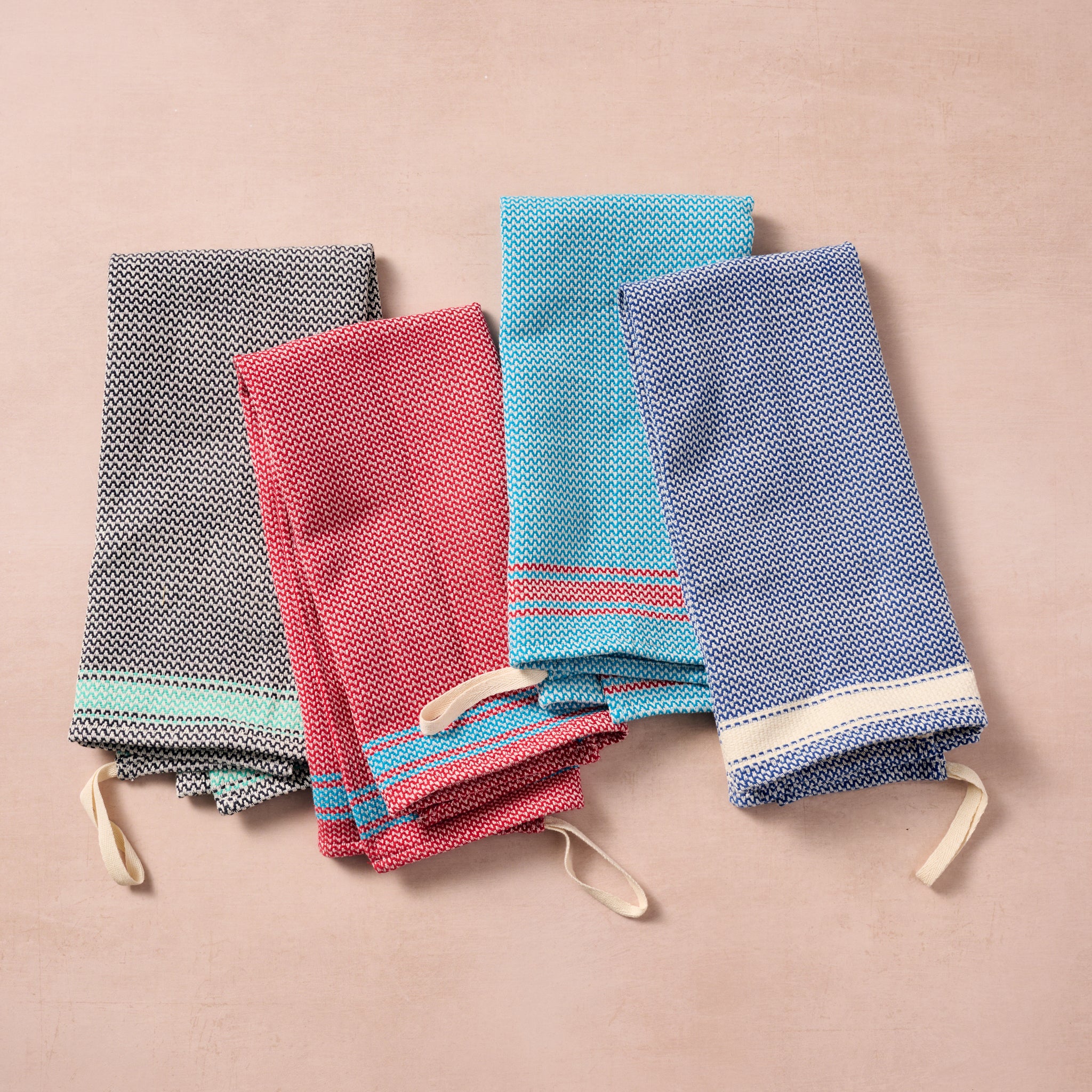 Matbakh Cotton Tea Towel - Blue with Aqua - Ten Thousand Villages