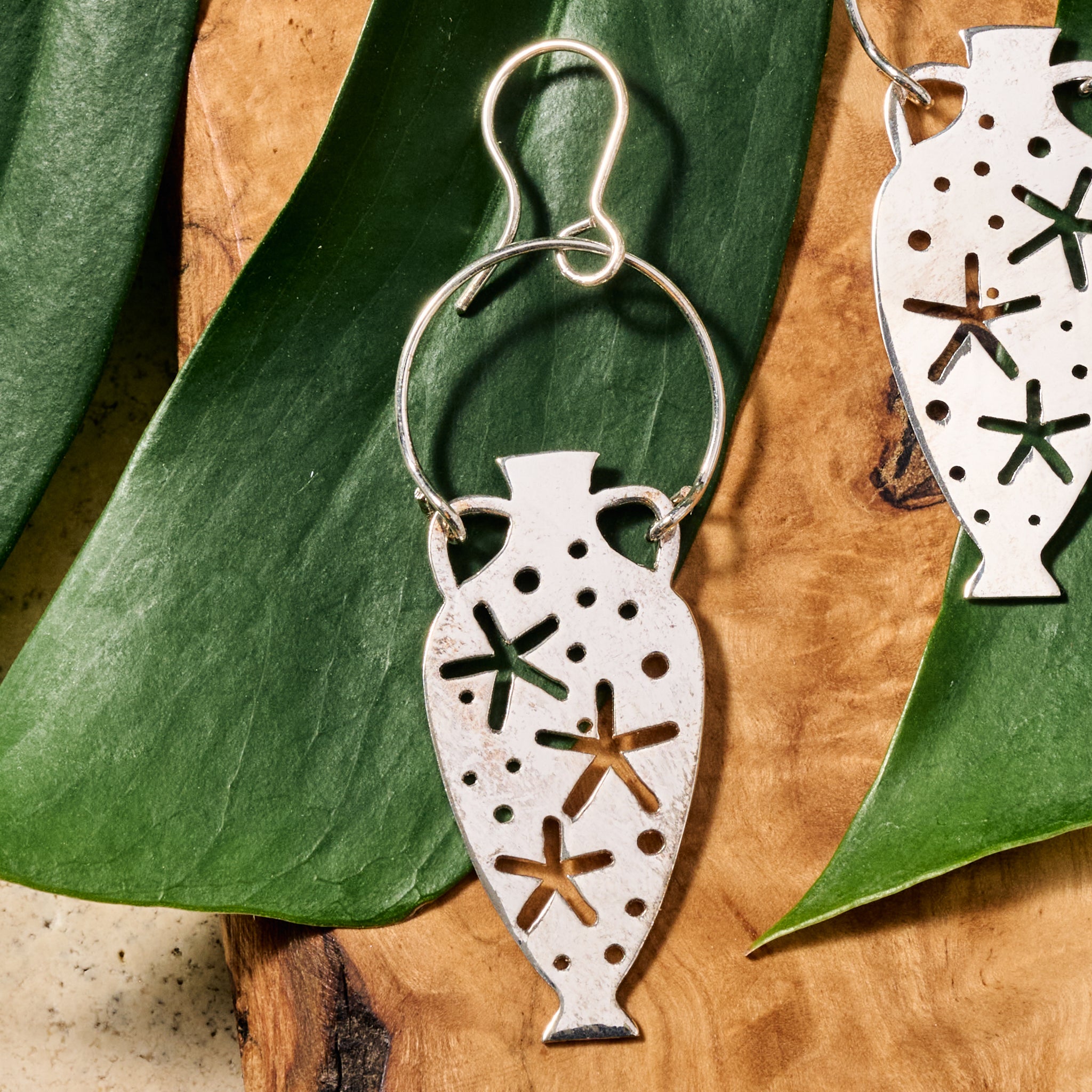 Satie Water Urn with Stars Dangle Earrings - Ten Thousand Villages