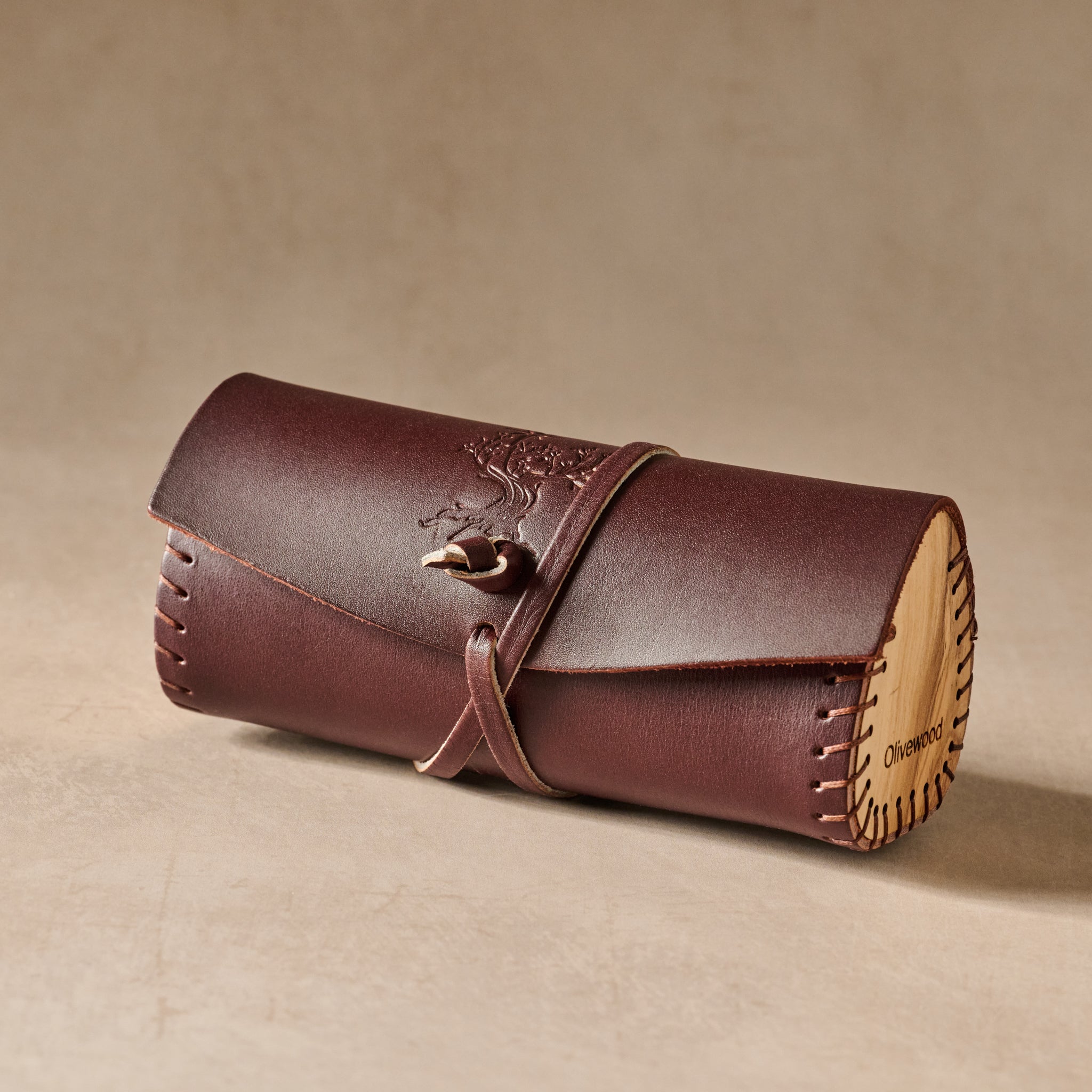 Asif Leather & Olive Wood Eyeglass Case - Ten Thousand Villages