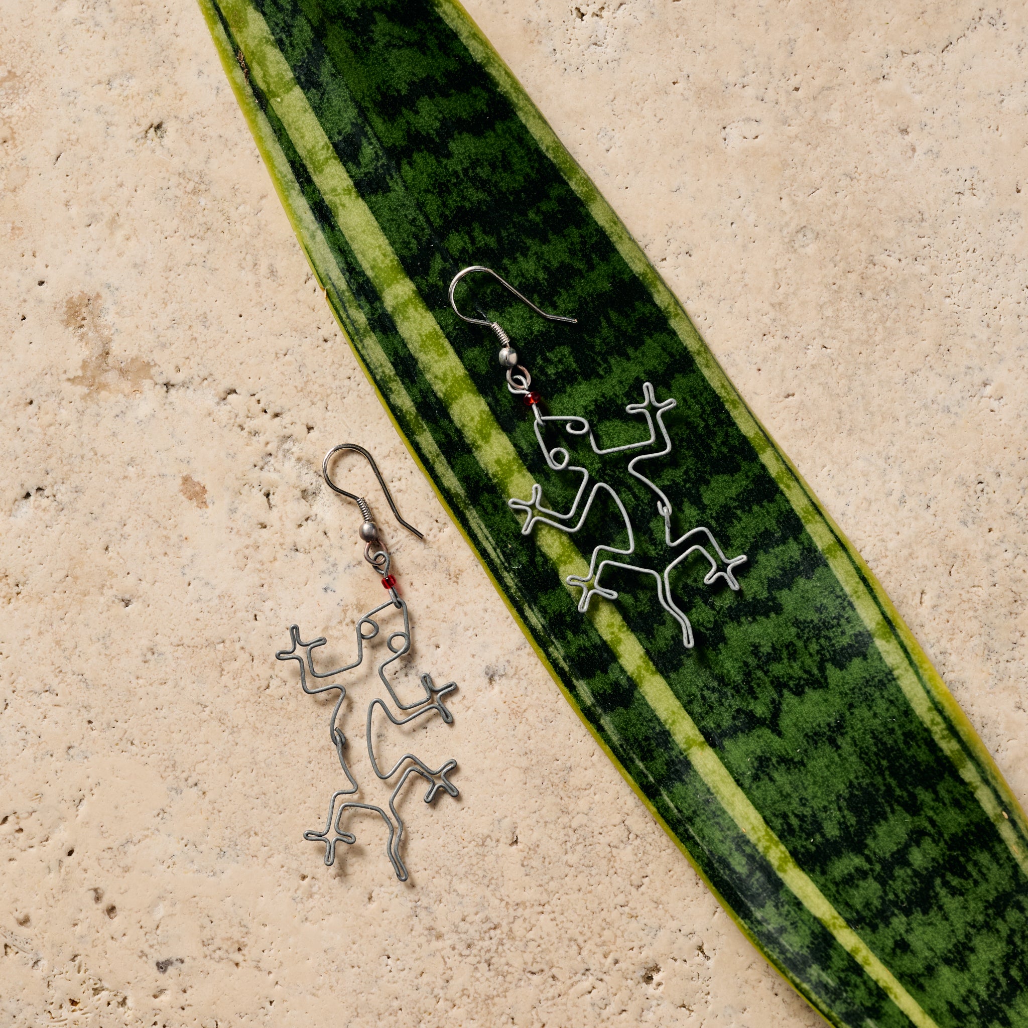 Mjusi Recycled Wire Gecko Dangle Earrings - Ten Thousand Villages
