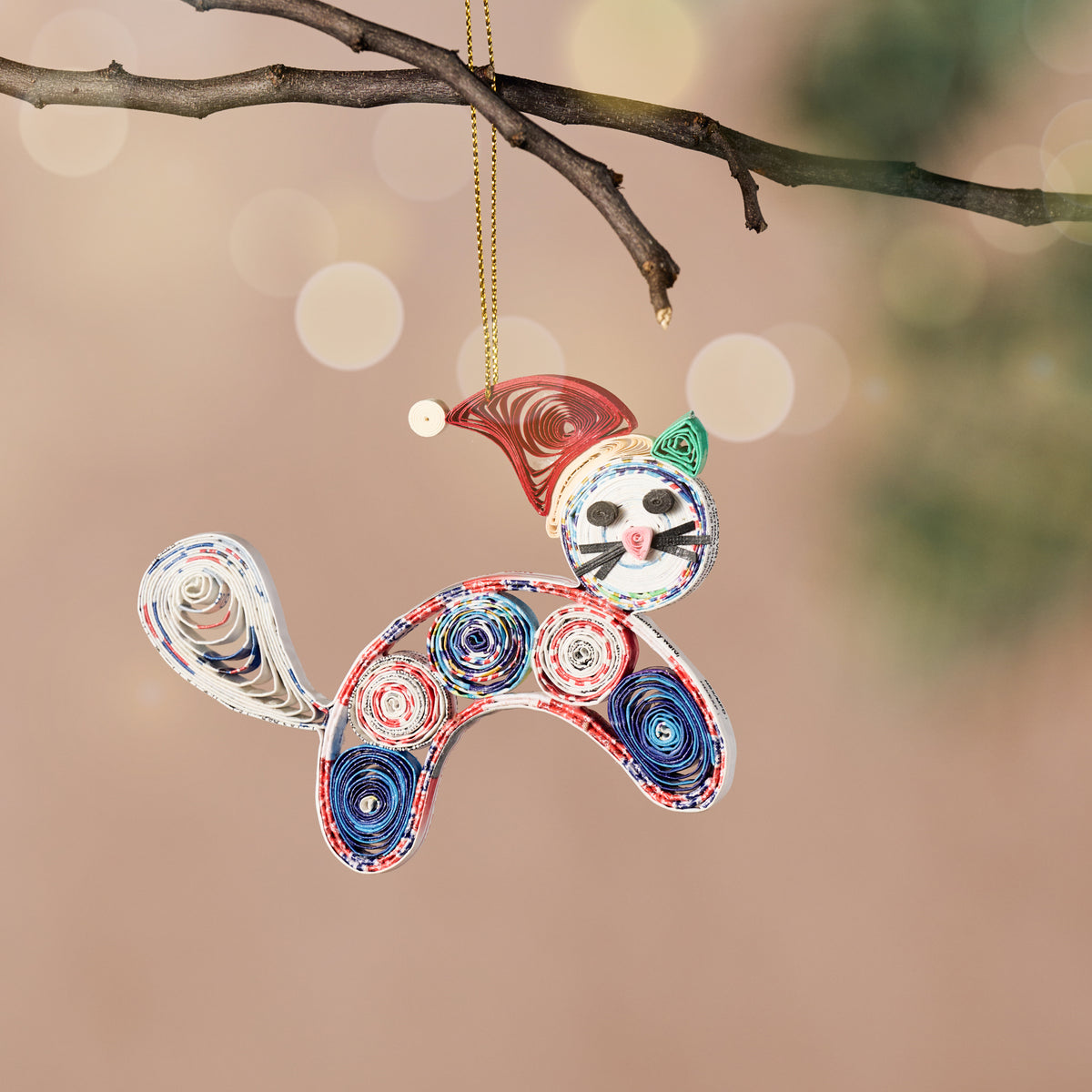 Cabo Quilled Cat Ornament - Ten Thousand Villages