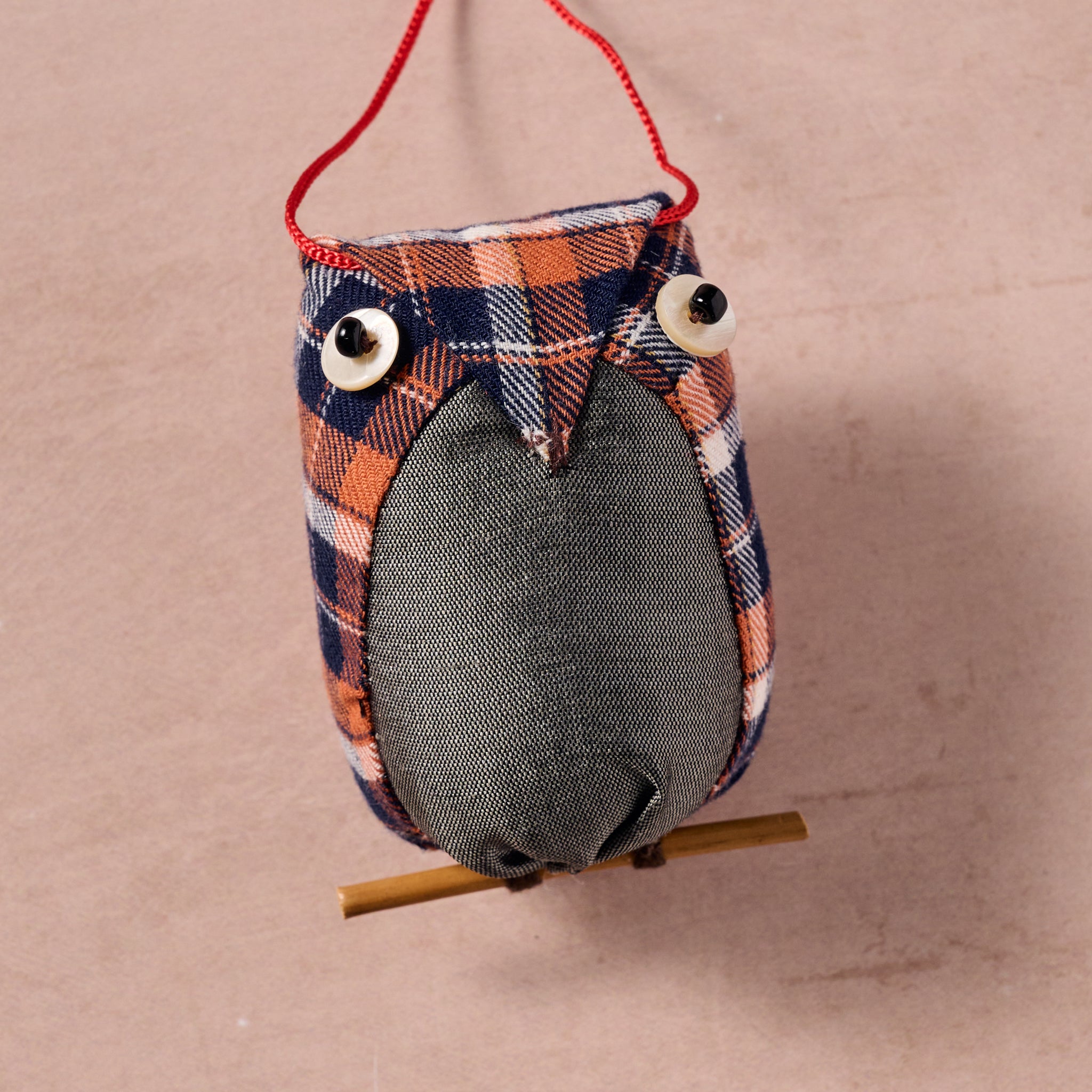 Khon Plaid Owl Ornament - Ten Thousand Villages