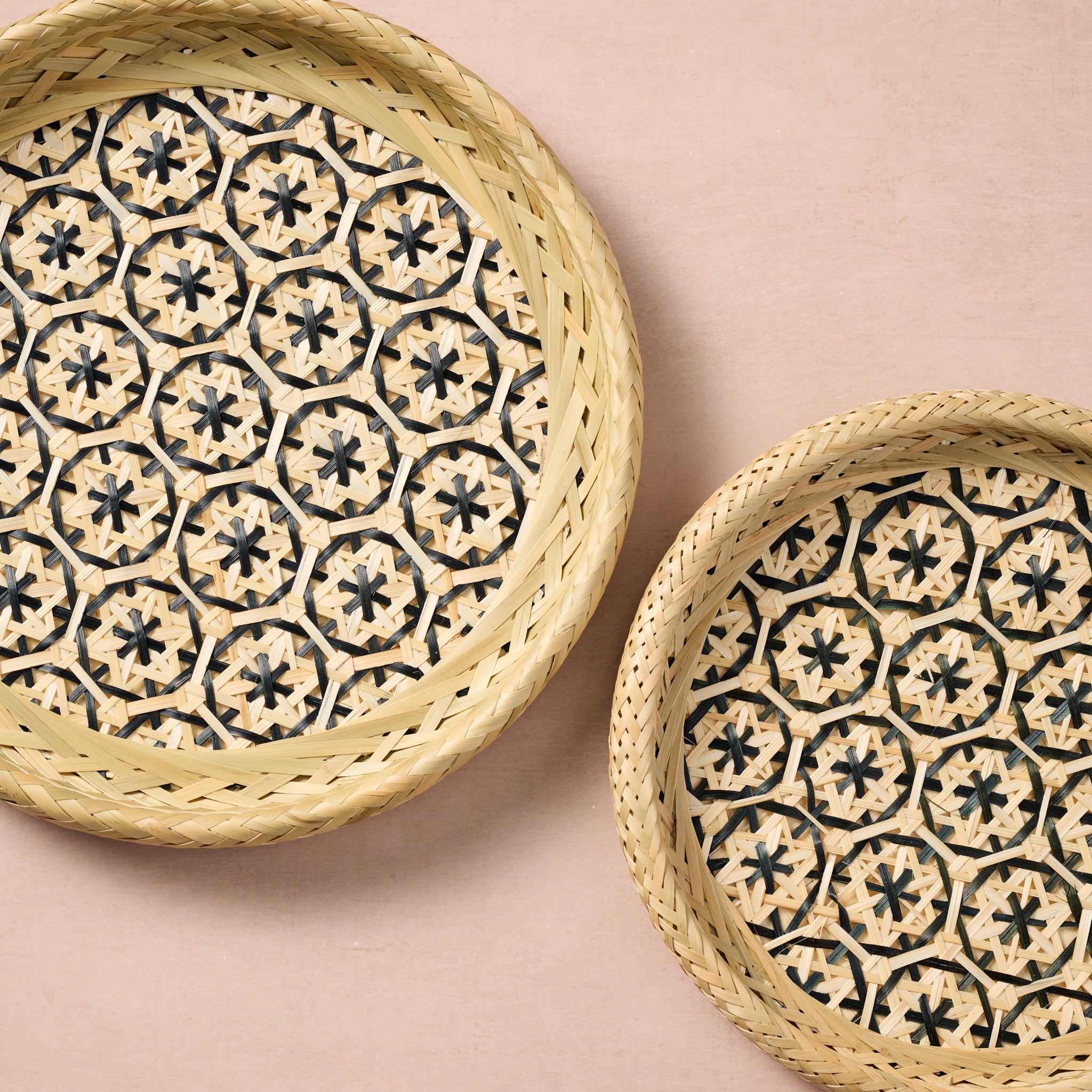 Phu An Bamboo Basket with Black -13.5 - Ten Thousand Villages