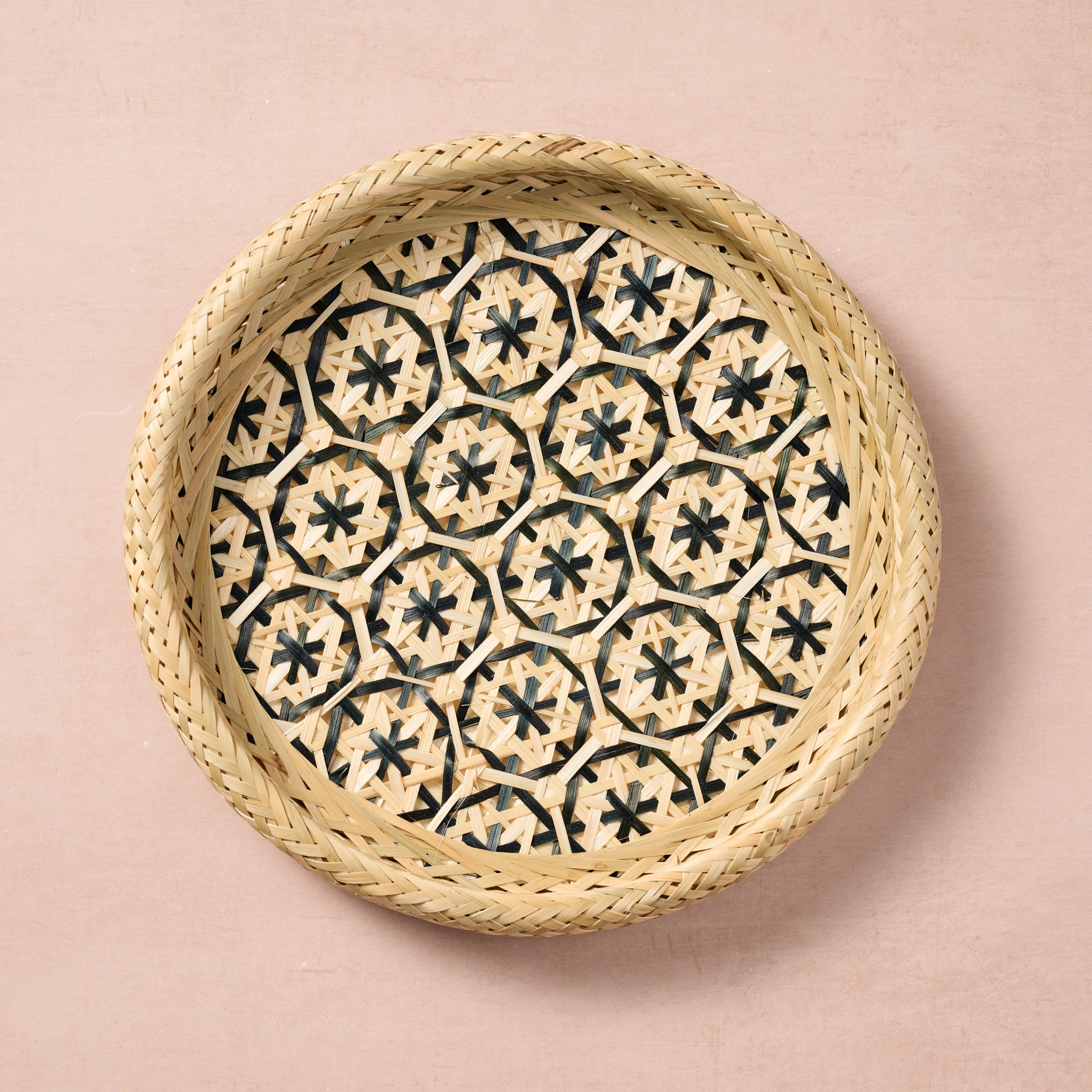 Phu An Bamboo Basket with Black - 10.5 - Ten Thousand Villages