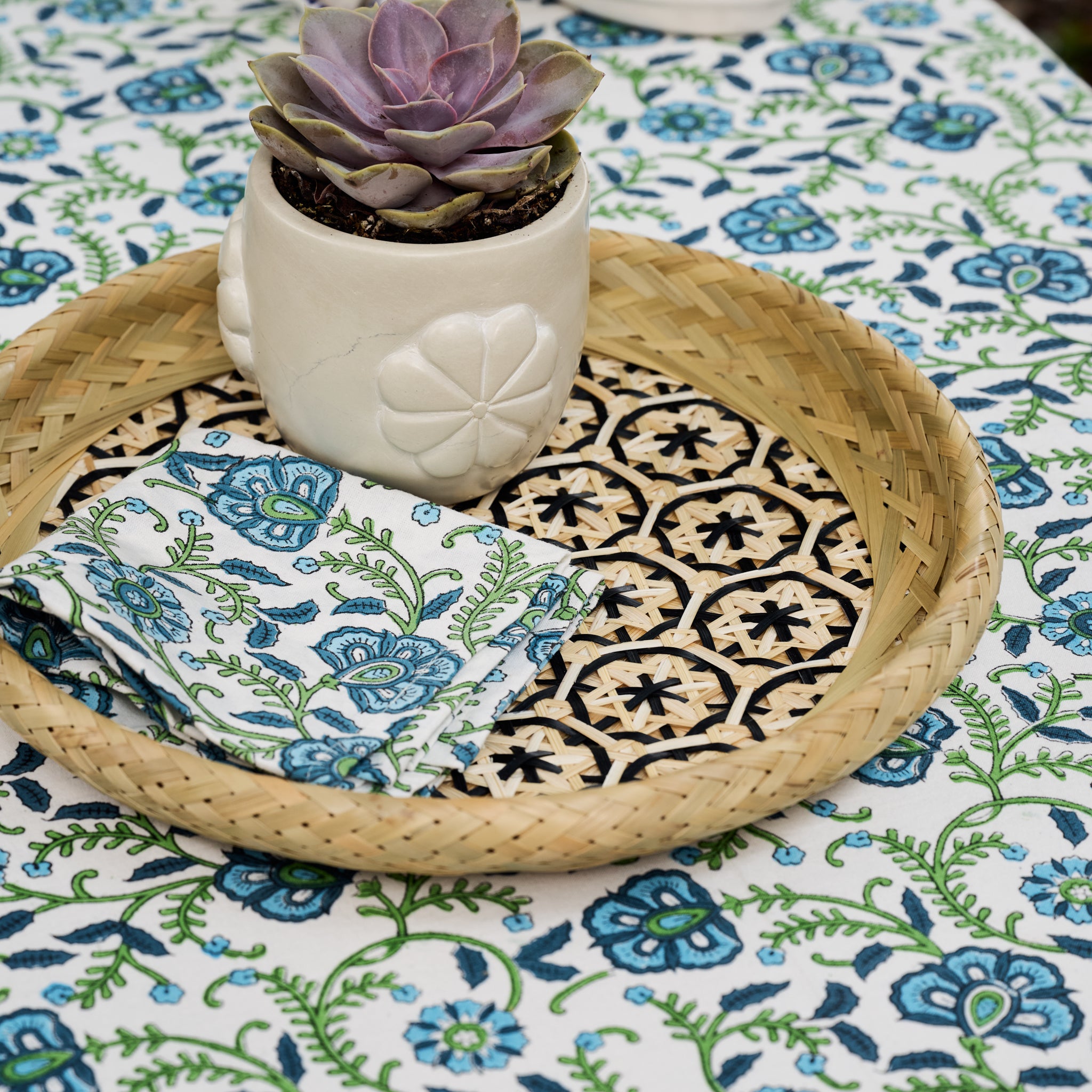 Phu An Bamboo Basket with Black -13.5 - Ten Thousand Villages