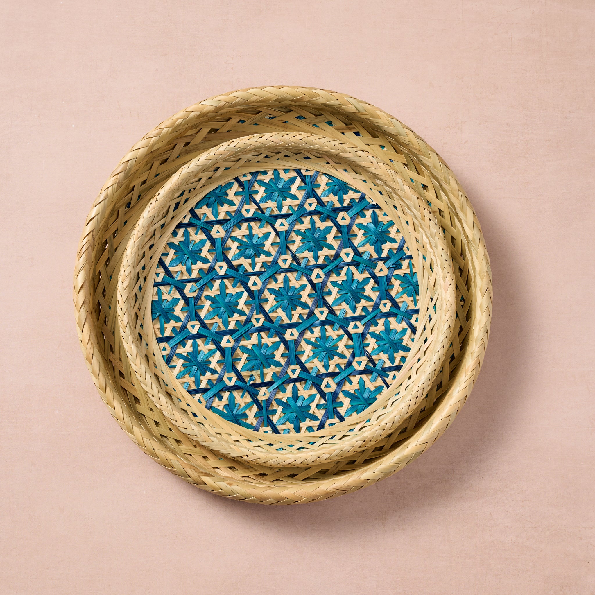 Phu An Bamboo Basket with Blue - 10.5 - Ten Thousand Villages