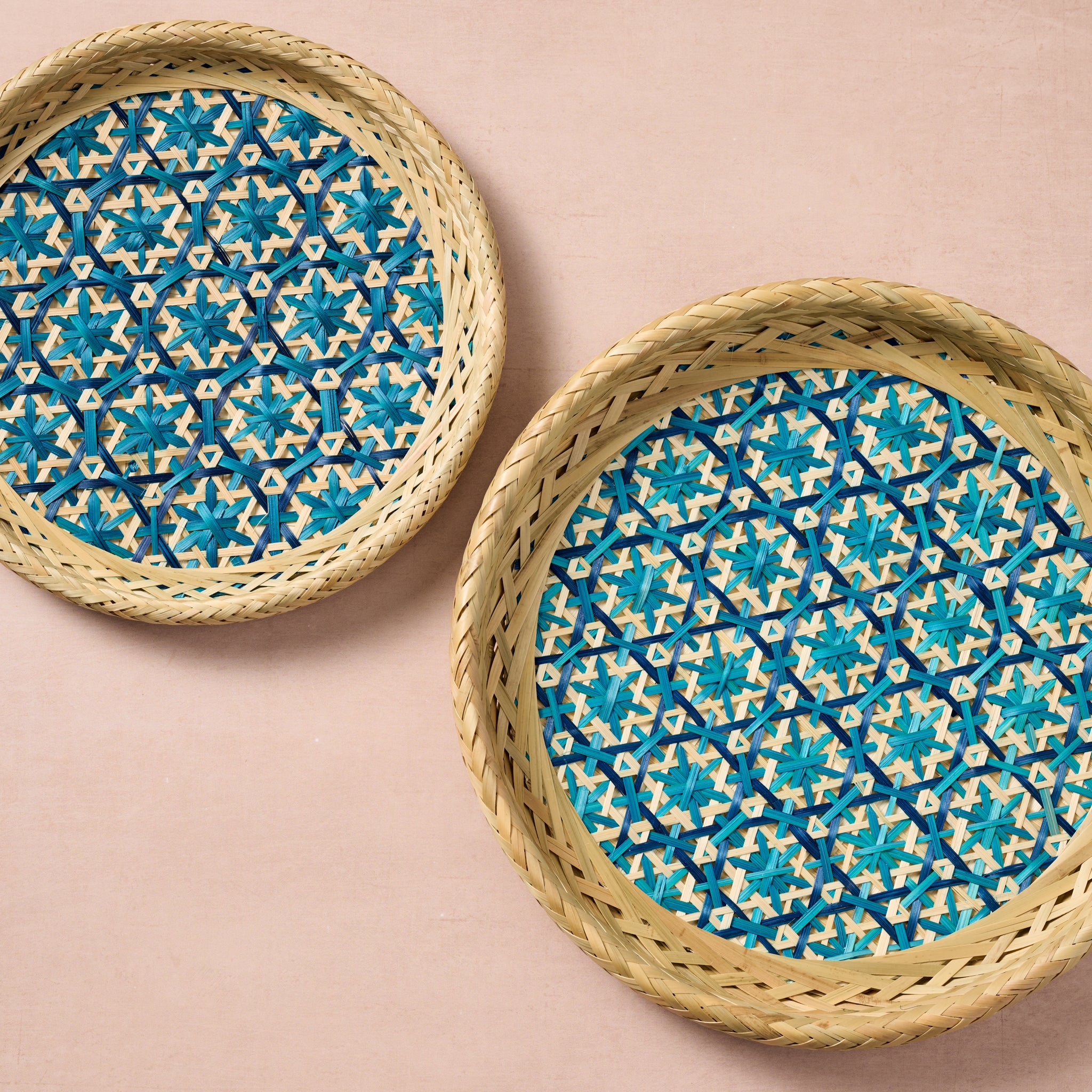 Phu An Bamboo Basket with Blue - 10.5 - Ten Thousand Villages