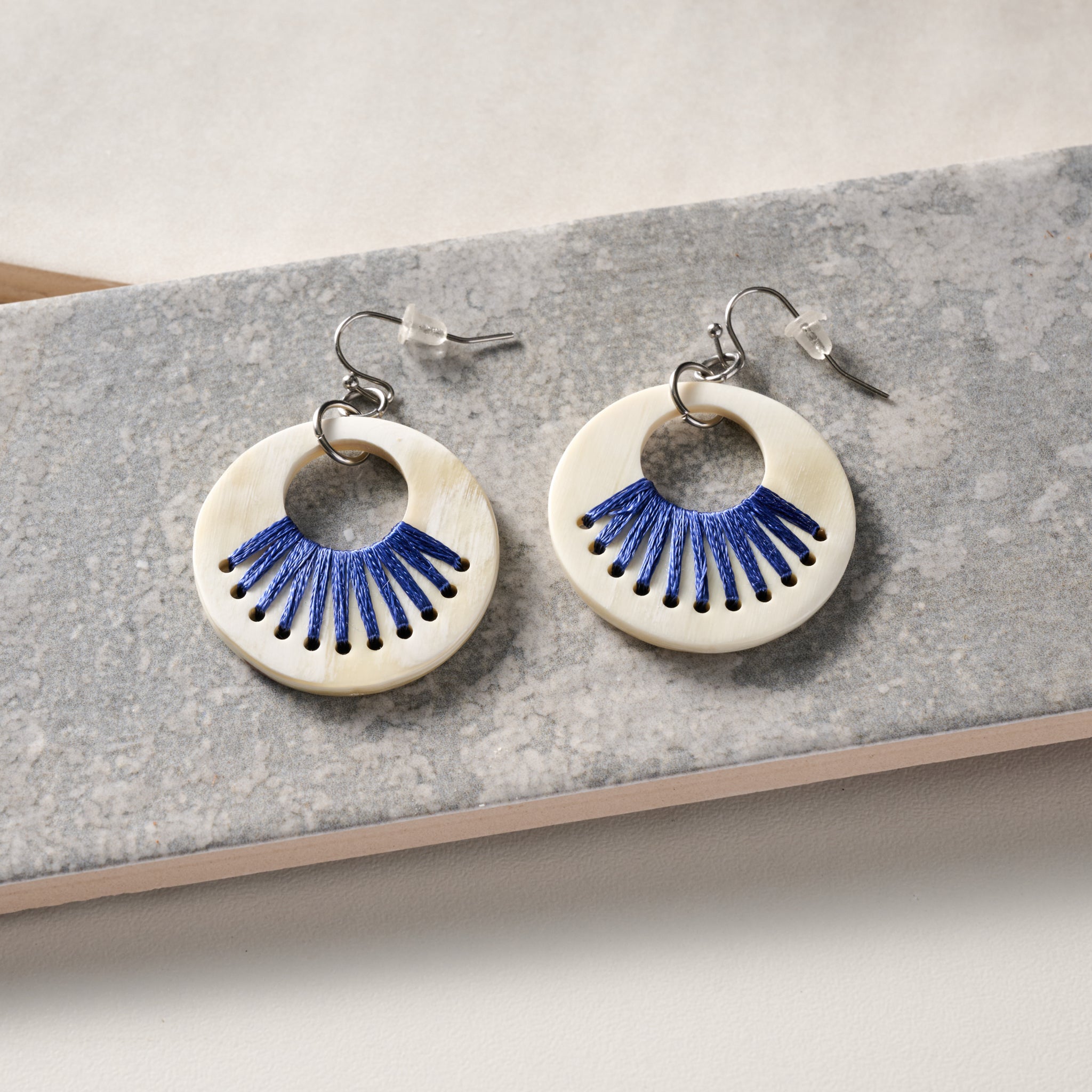 Taji Stitched Horn Earrings - Ten Thousand Villages