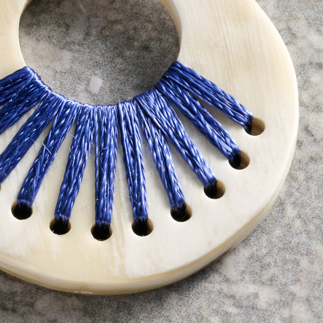 Taji Stitched Horn Earrings - Ten Thousand Villages
